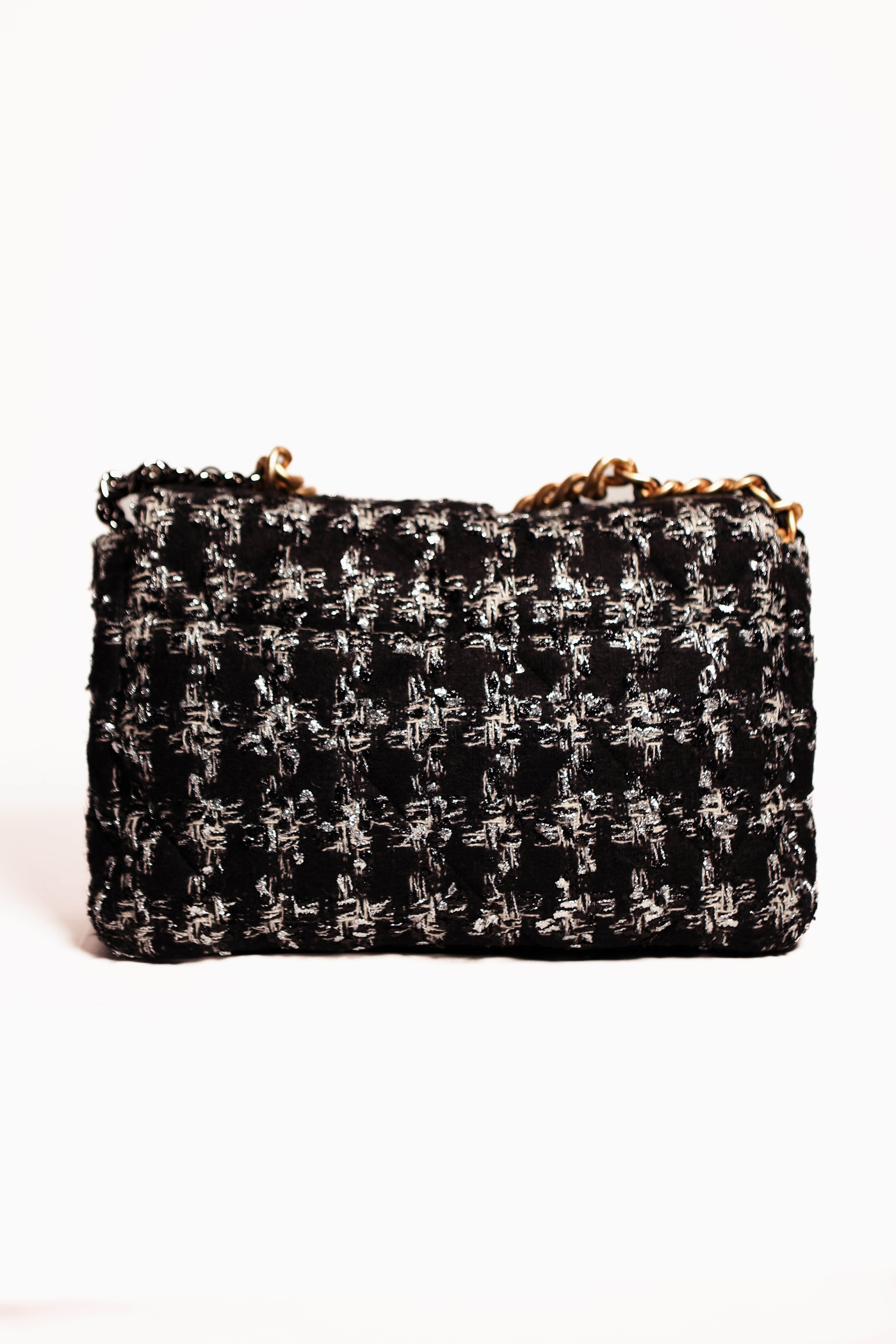 Chanel 19 Flap Tweed Hand Bag Two Tone