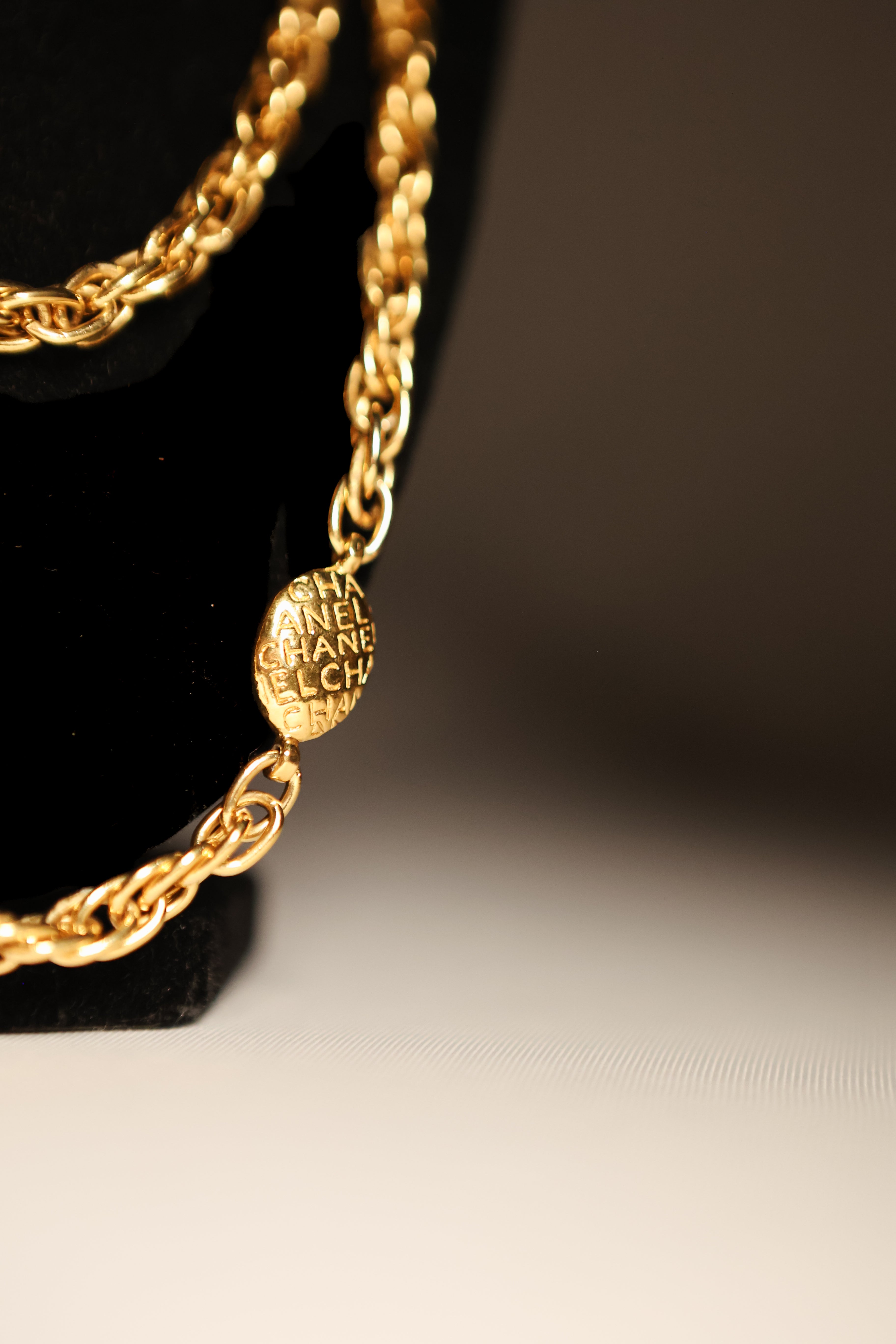 Vintage Chanel Logo Station Necklace