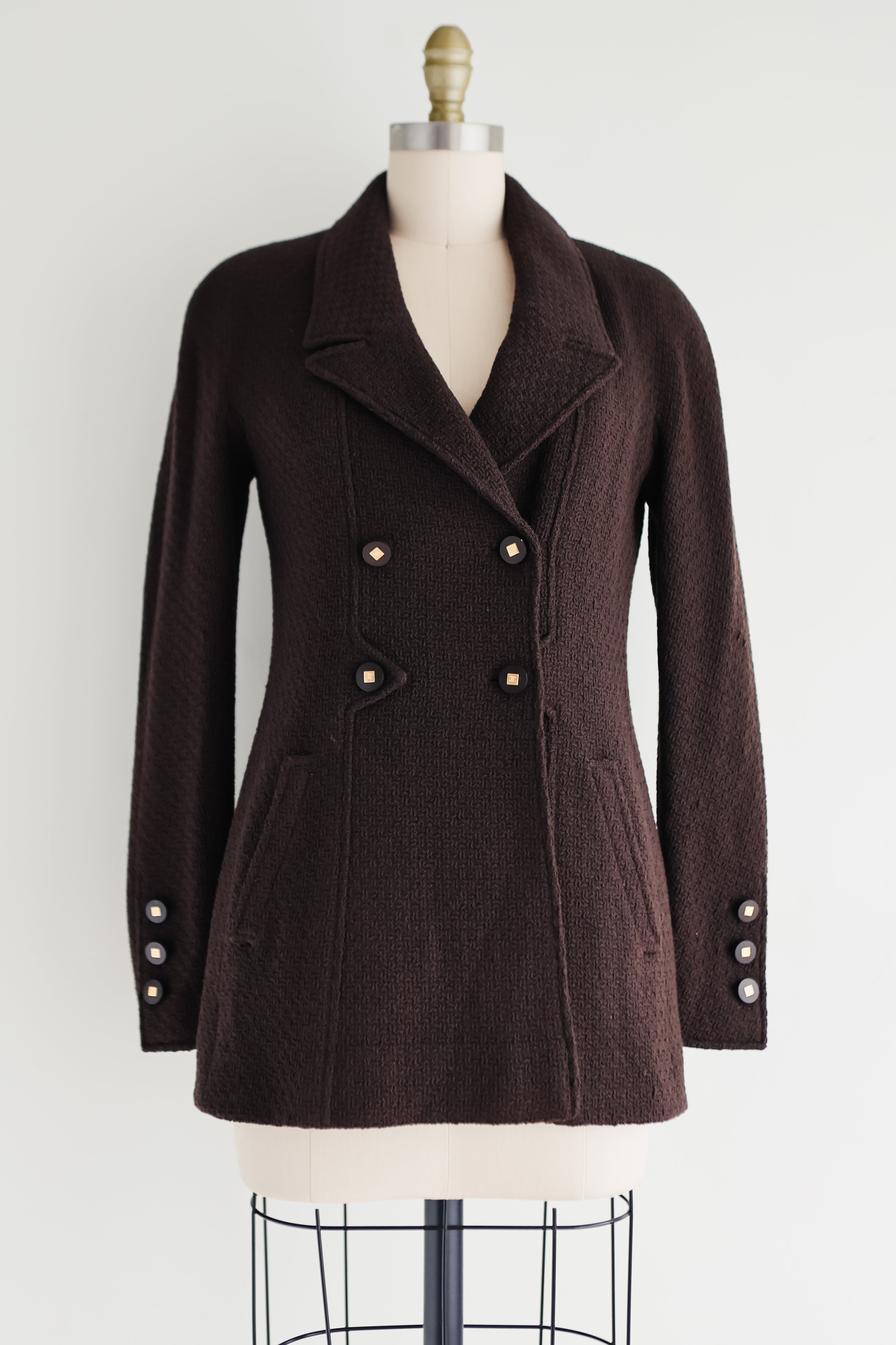 Vintage Chanel Boutique brown wool boucle jacket