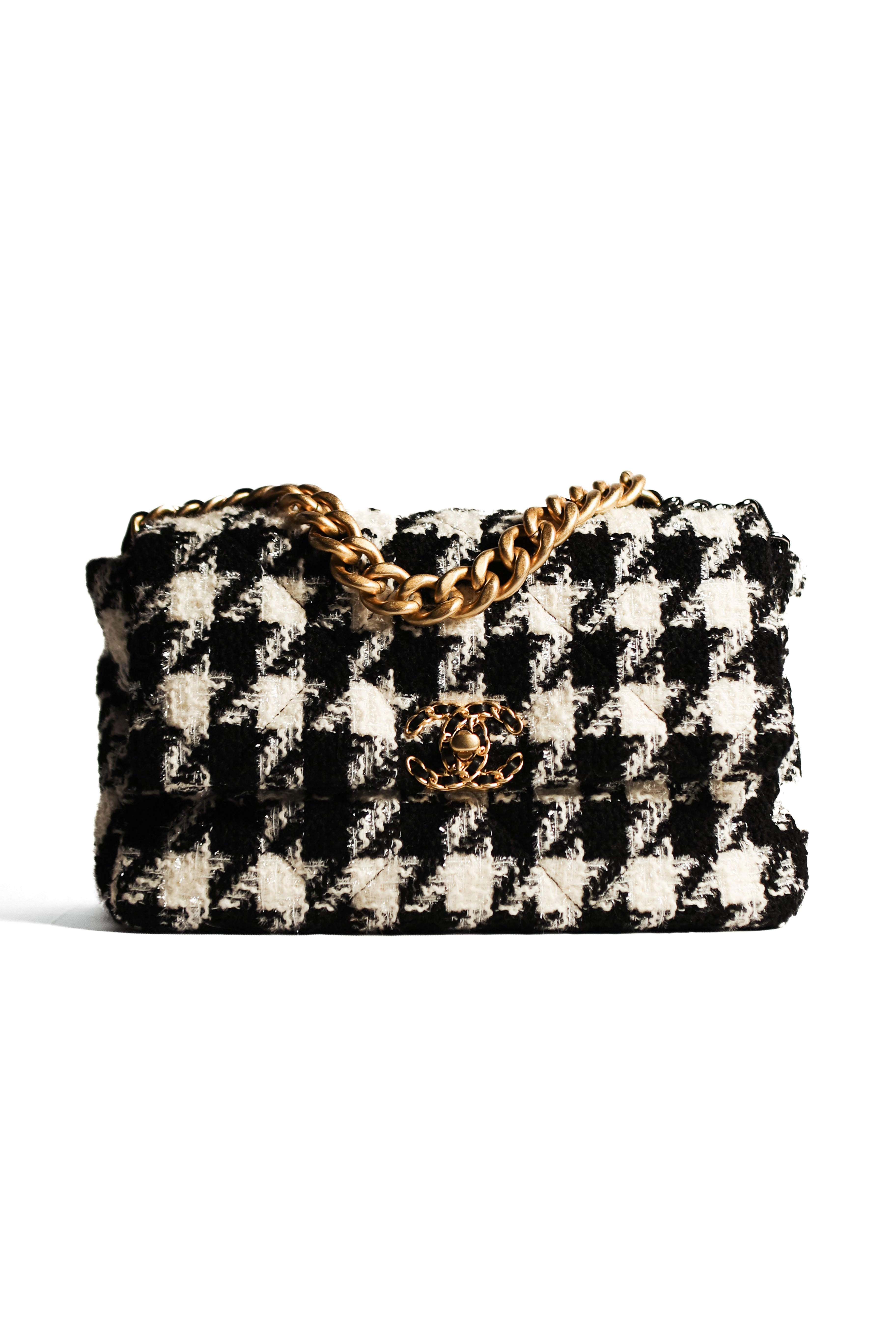 Chanel 19 Flap Tweed Hand Bag Two Tone