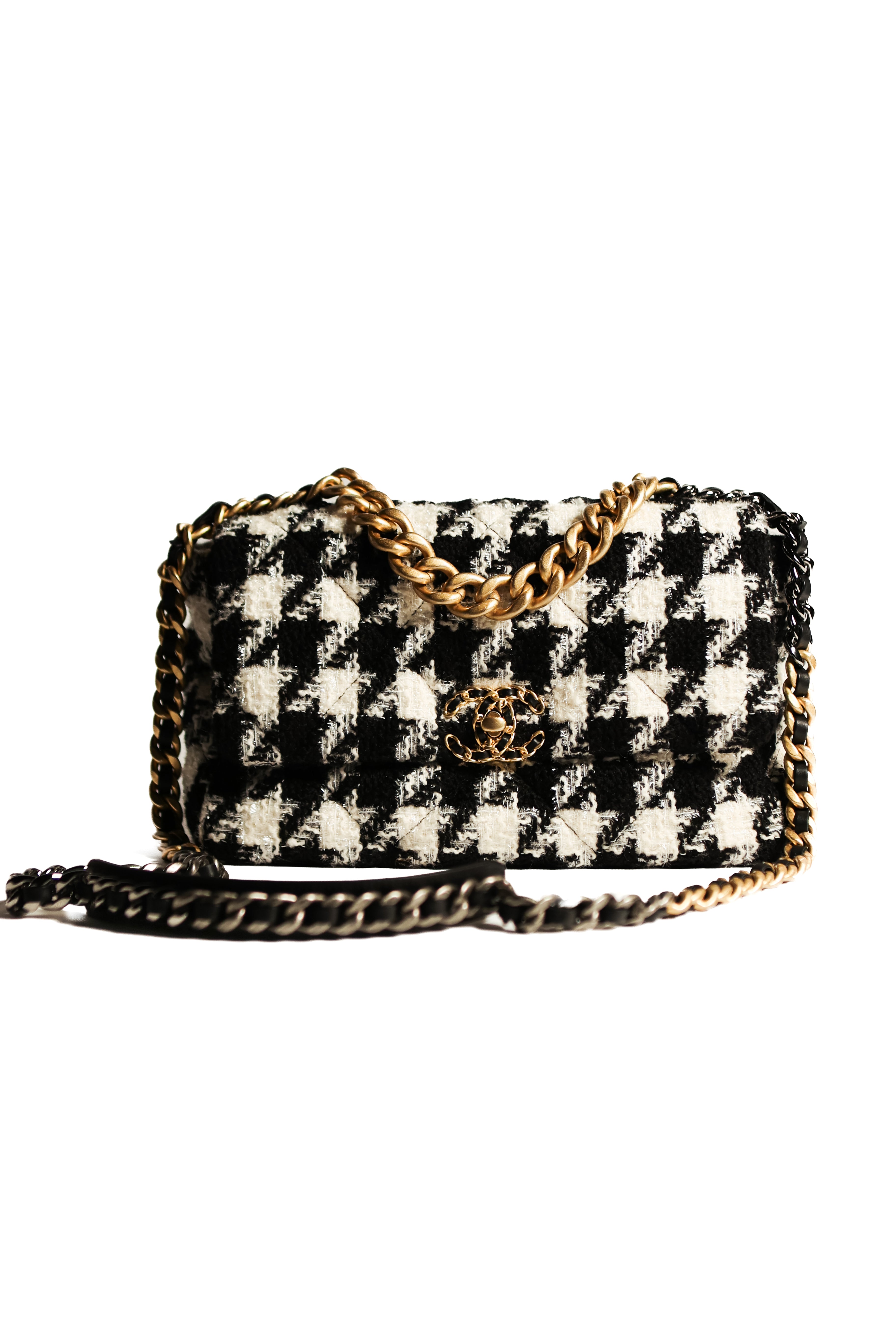 Chanel 19 Flap Tweed Hand Bag Two Tone