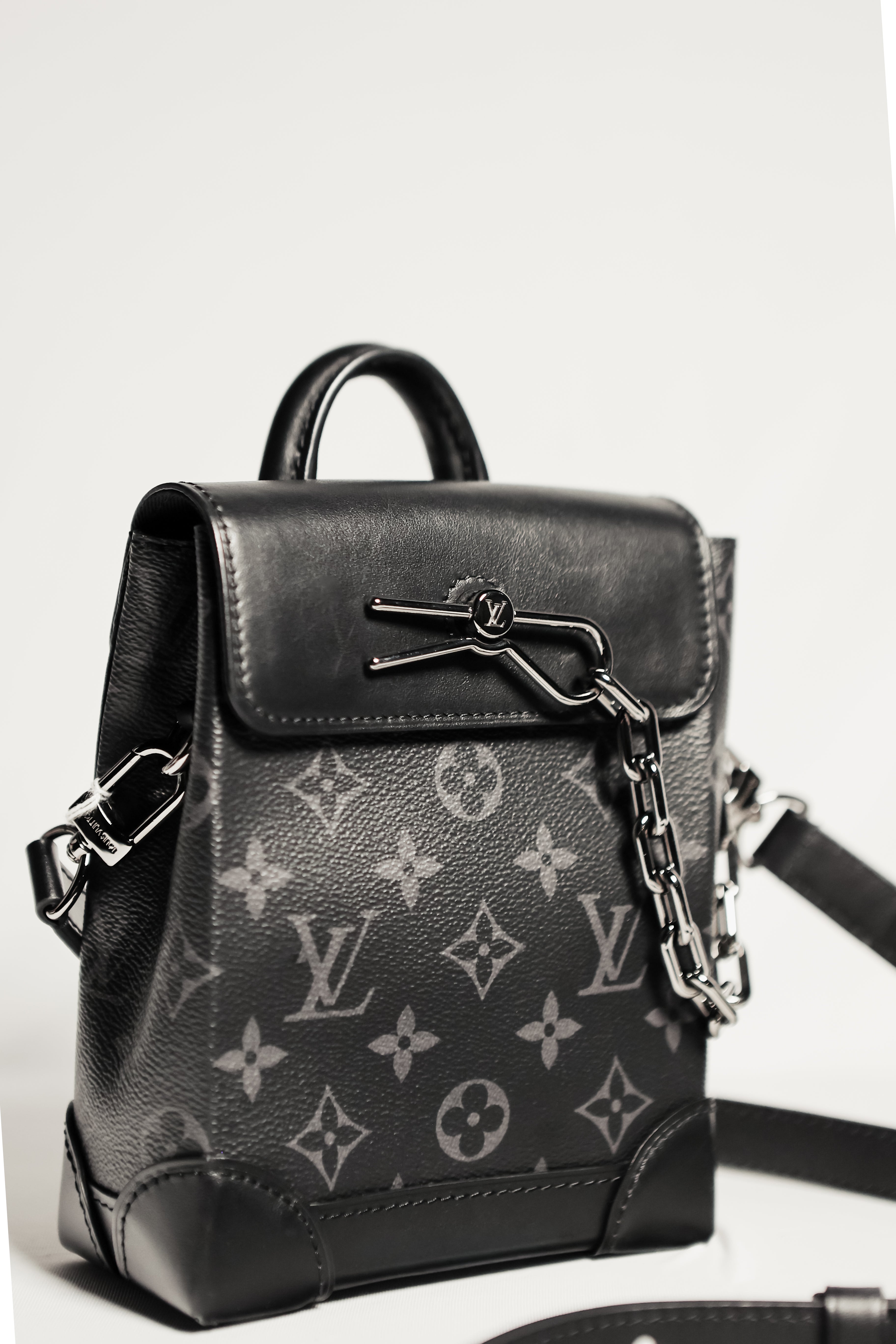 Louis Vuitton Nano Steamer Monogram Eclipse Shoulder Bag Black
