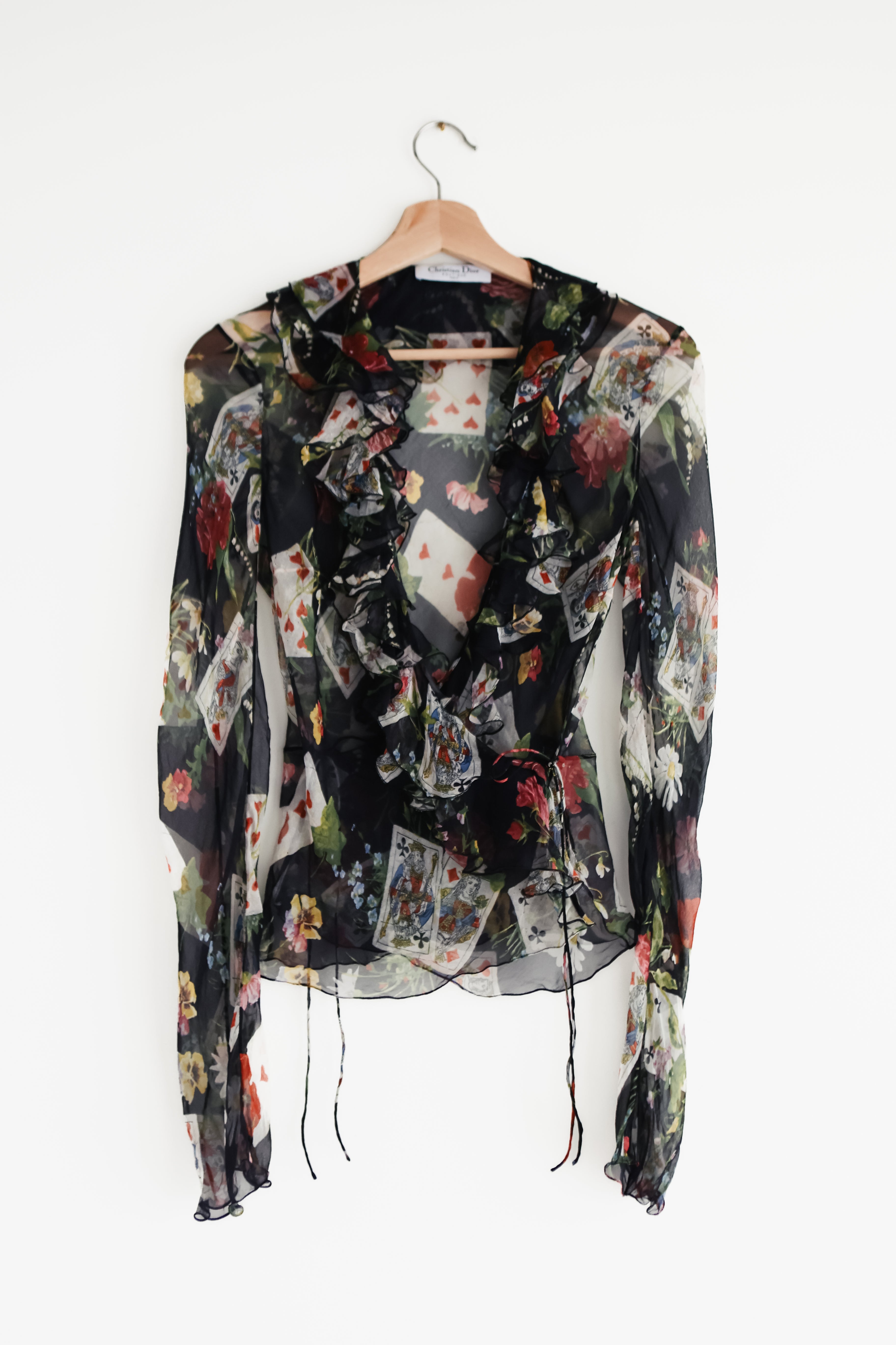 Vintage Christian Dior playing cards wrap blouse by John Galliano FW 2002
