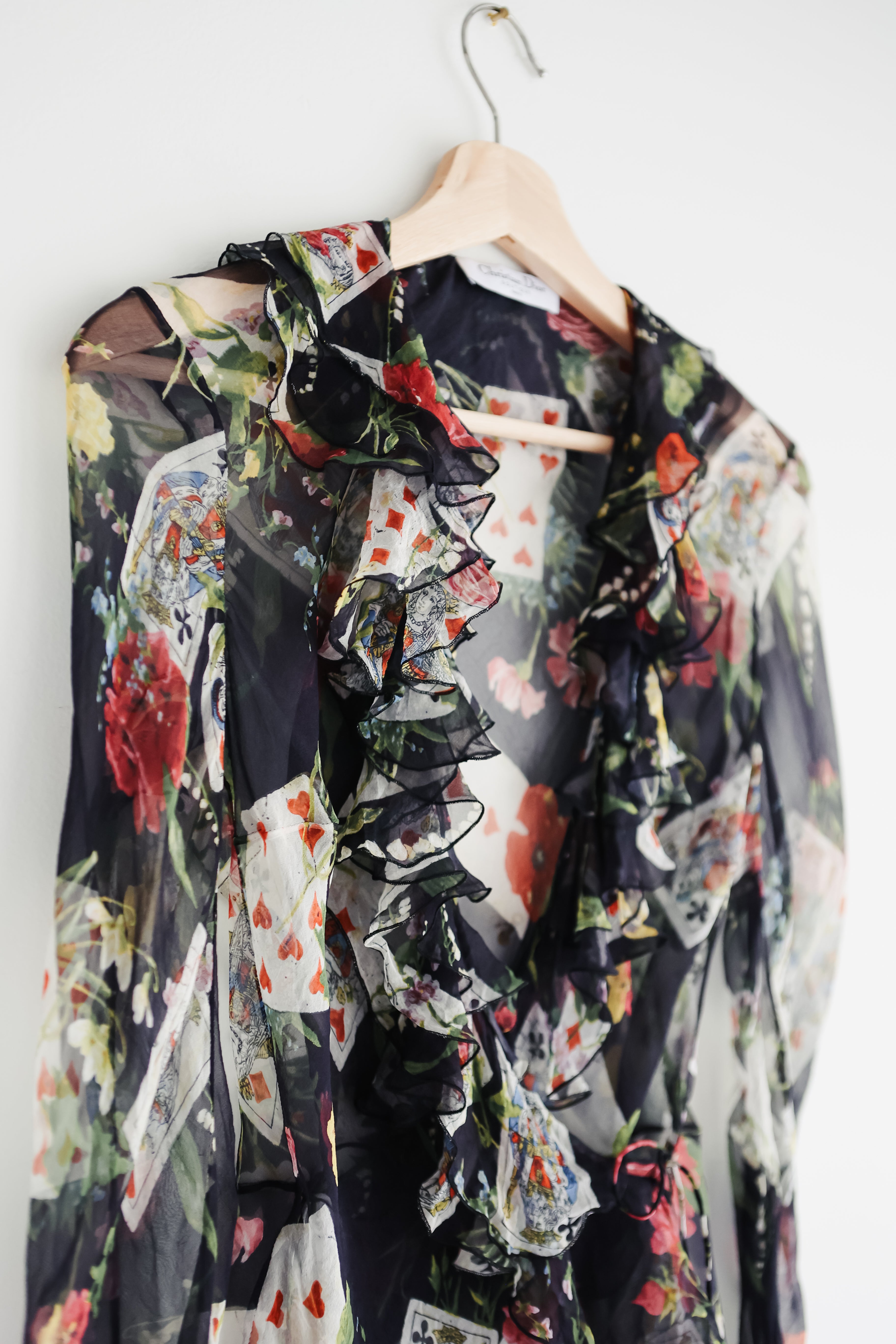 Vintage Christian Dior playing cards wrap blouse by John Galliano FW 2002