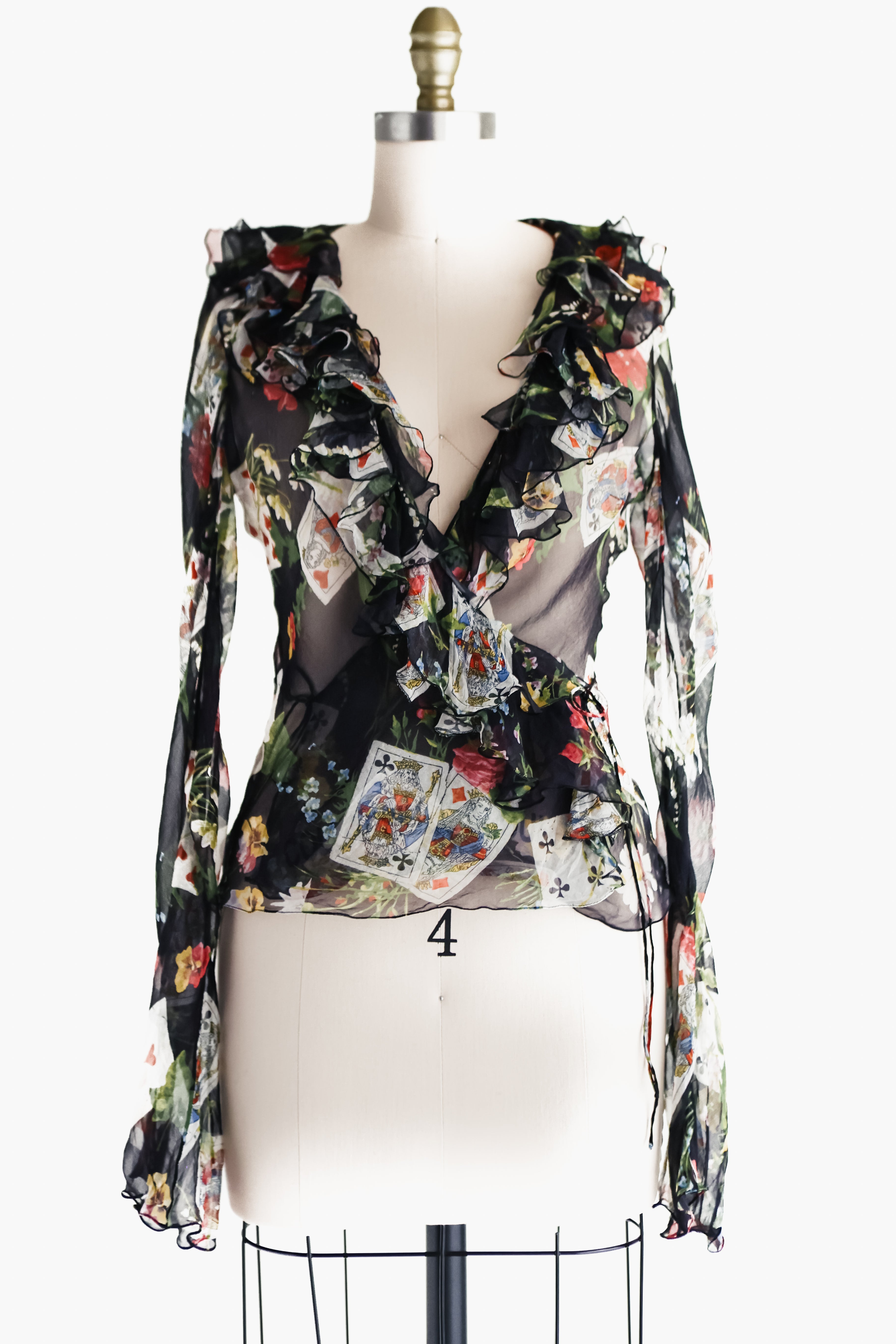 Vintage Christian Dior playing cards wrap blouse by John Galliano FW 2002