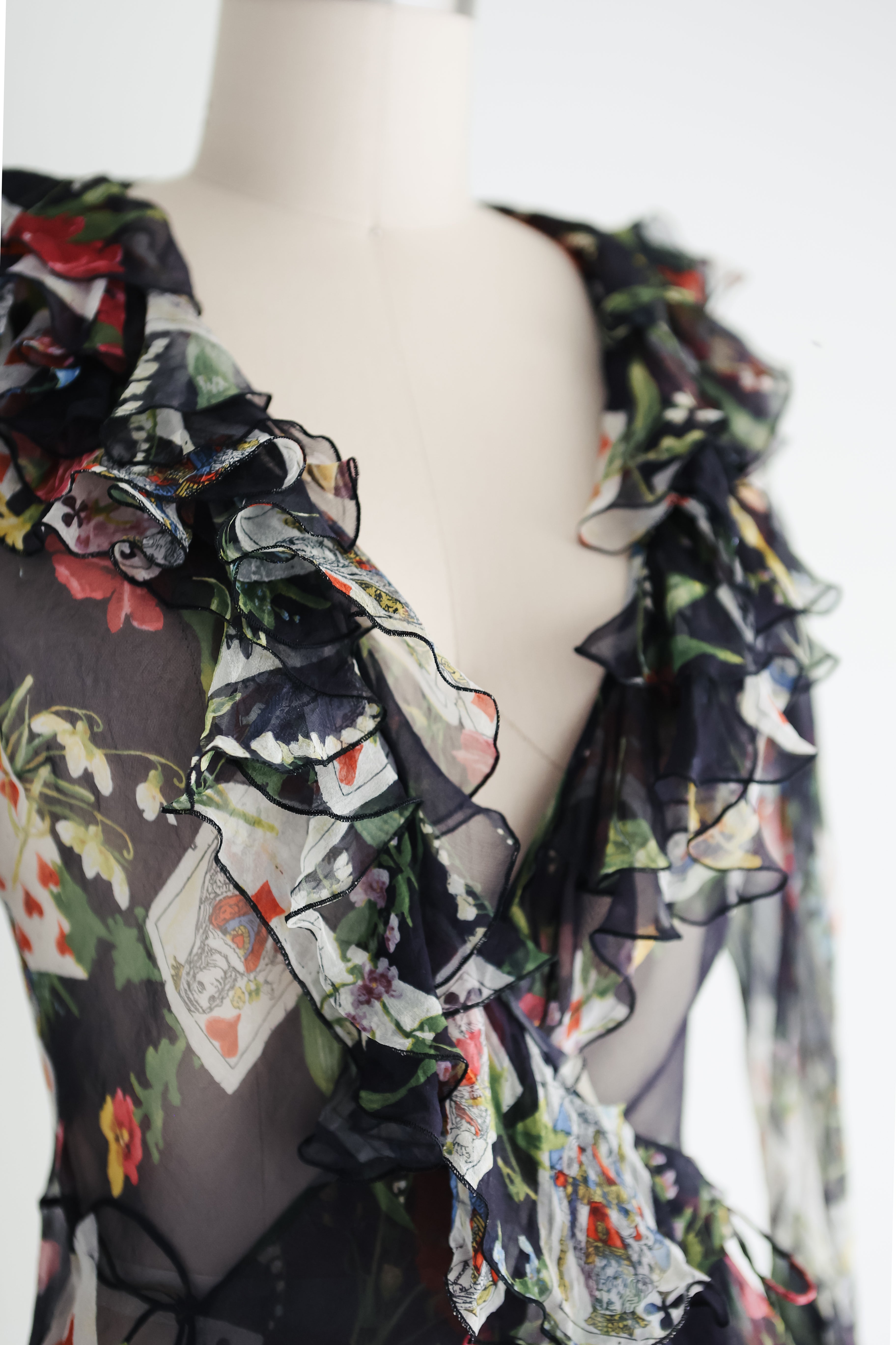 Vintage Christian Dior playing cards wrap blouse by John Galliano FW 2002