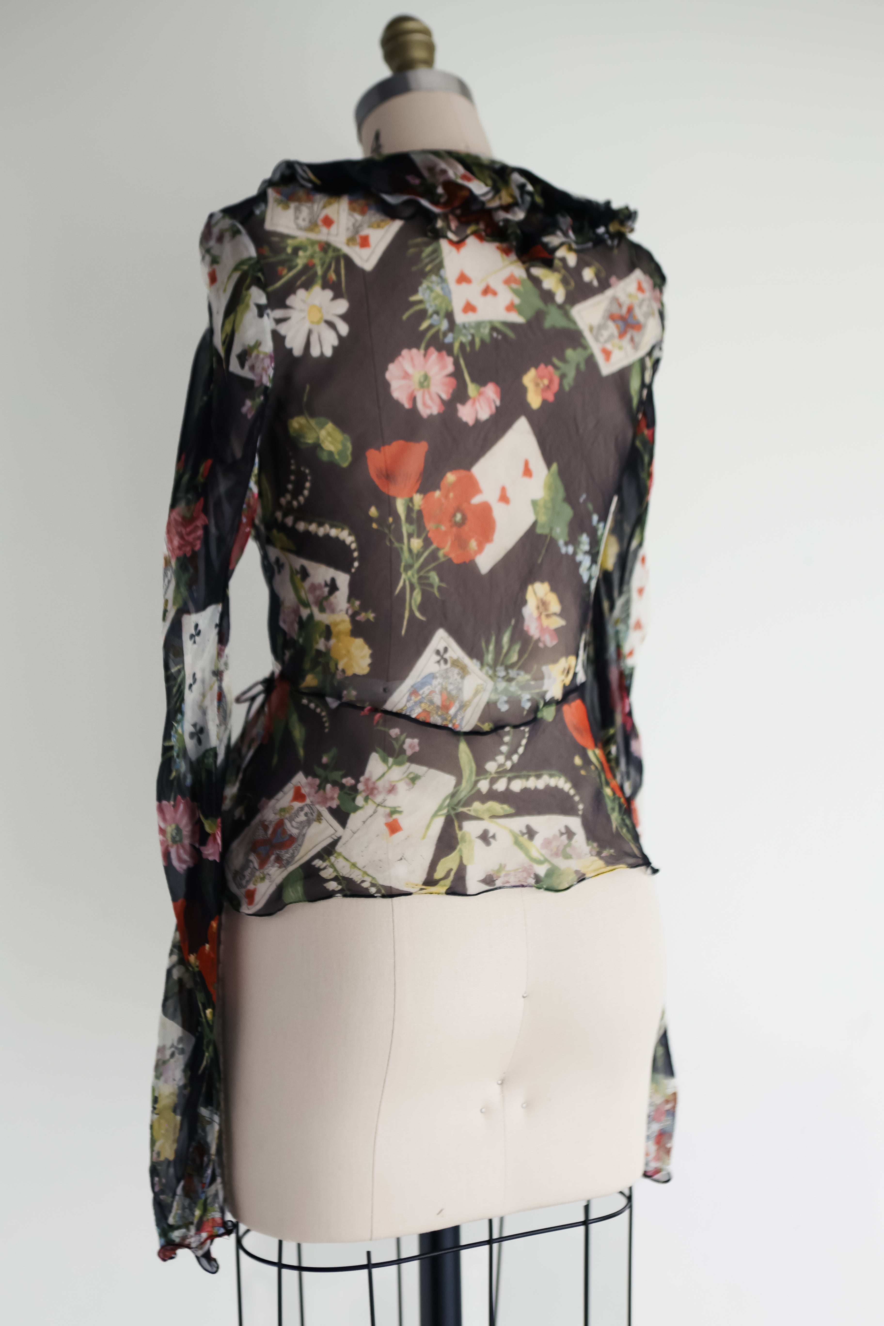 Vintage Christian Dior playing cards wrap blouse by John Galliano FW 2002