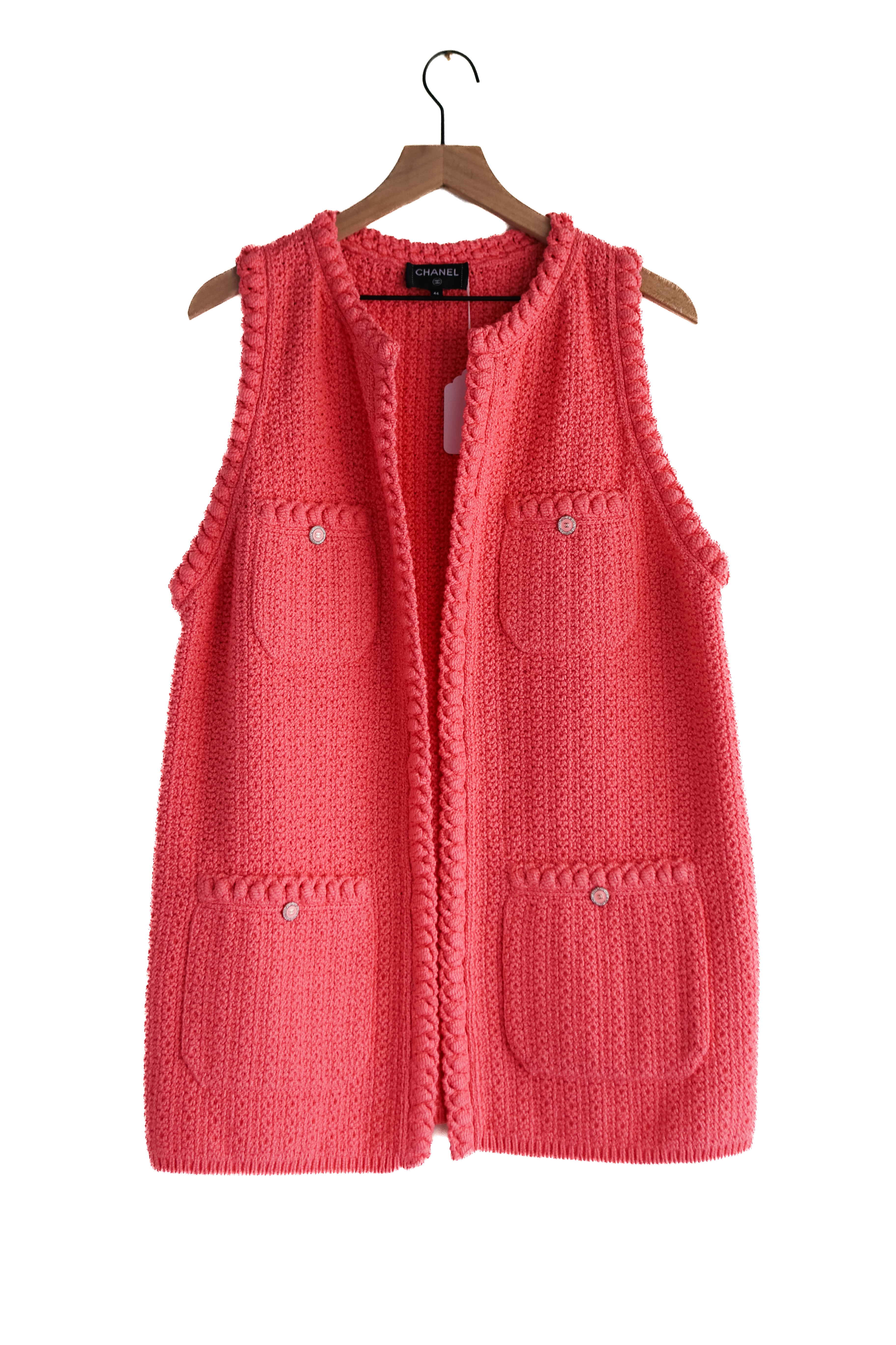 Chanel boutique coral knit vest size 46