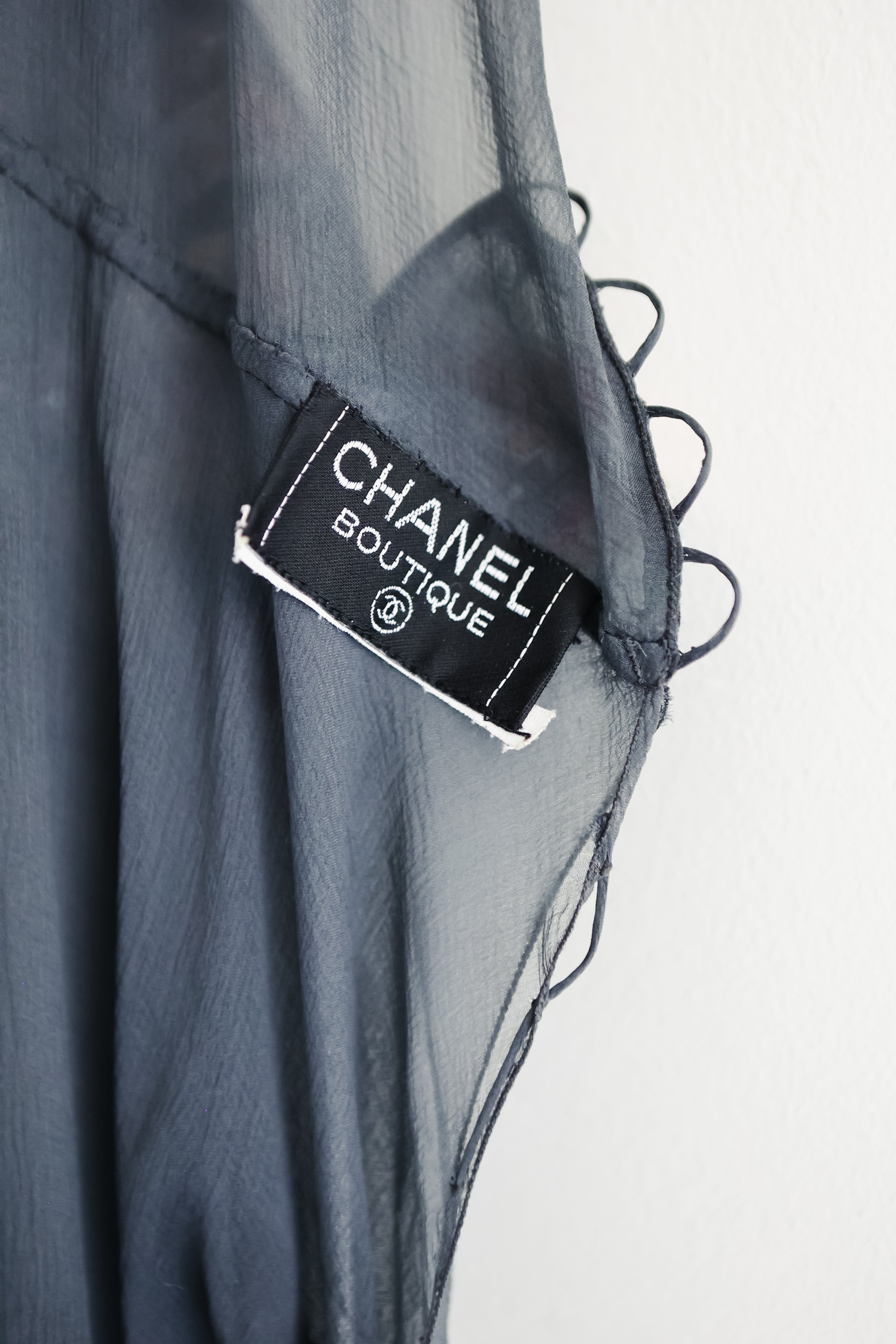 RARE Vintage CHANEL BOUTIQUE Sheer silk runway Dress SS 1993