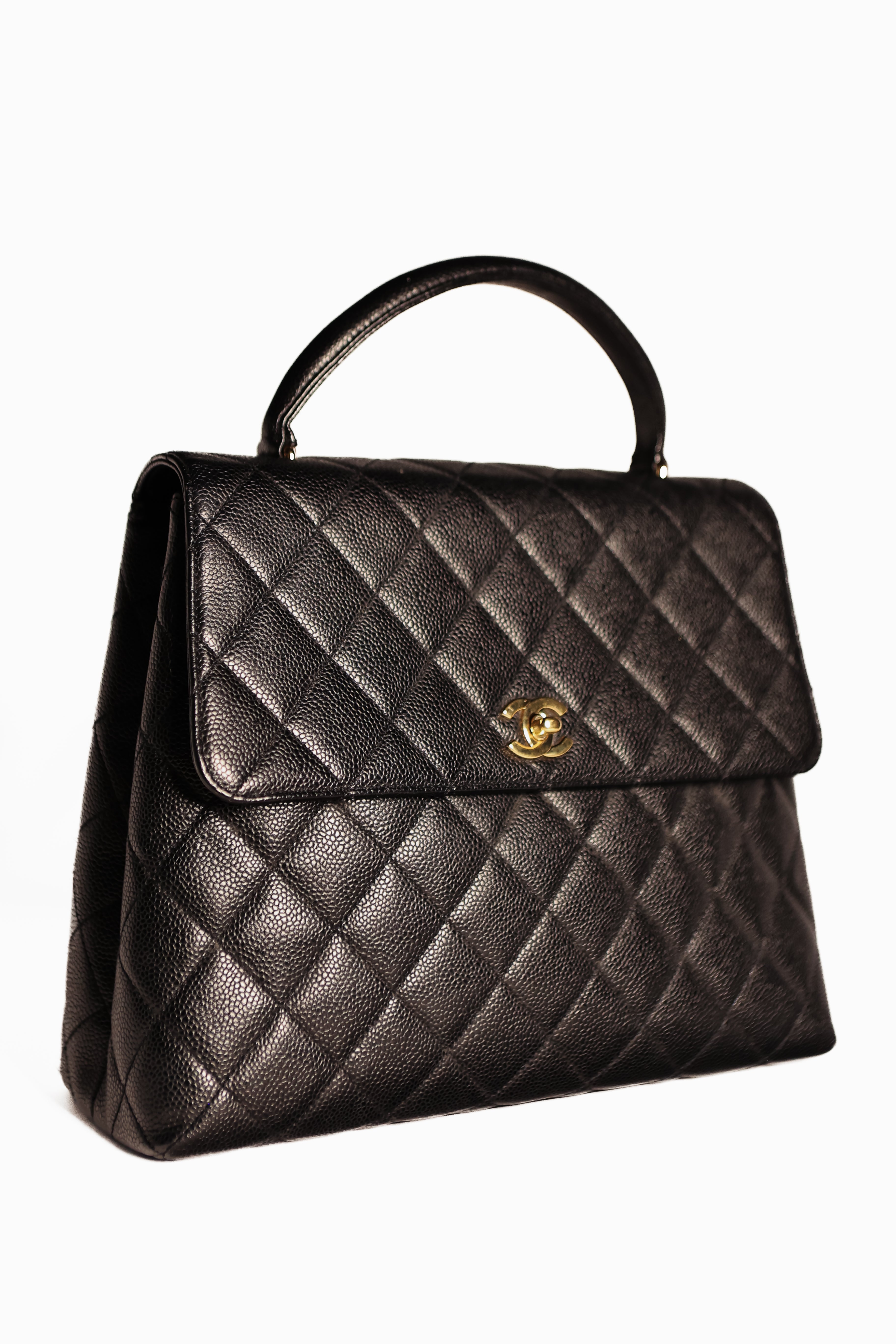 Vintage 1999 Chanel Kelly Bag Black caviar