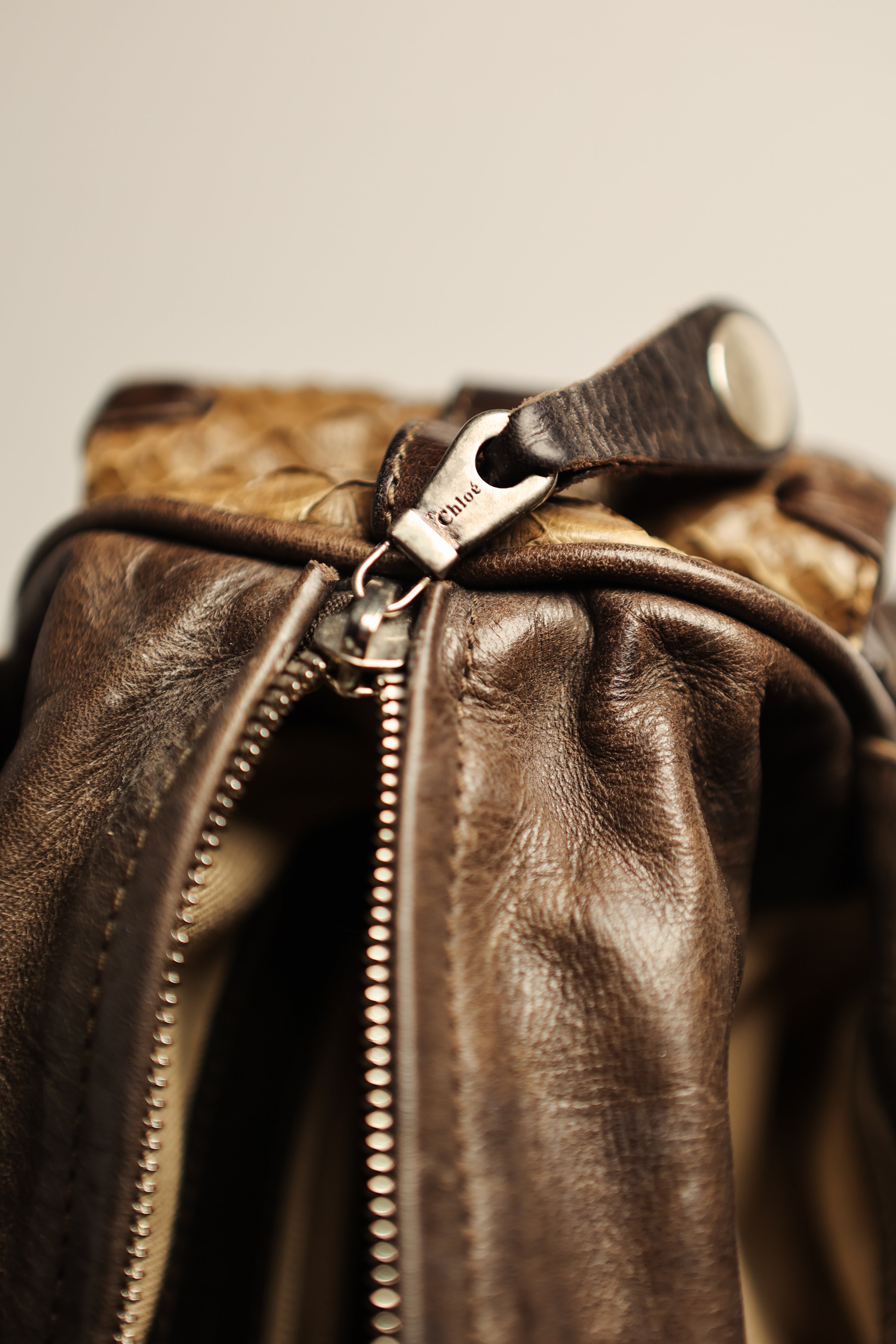 CHLOE Python Silverado Snakeskin Handbag