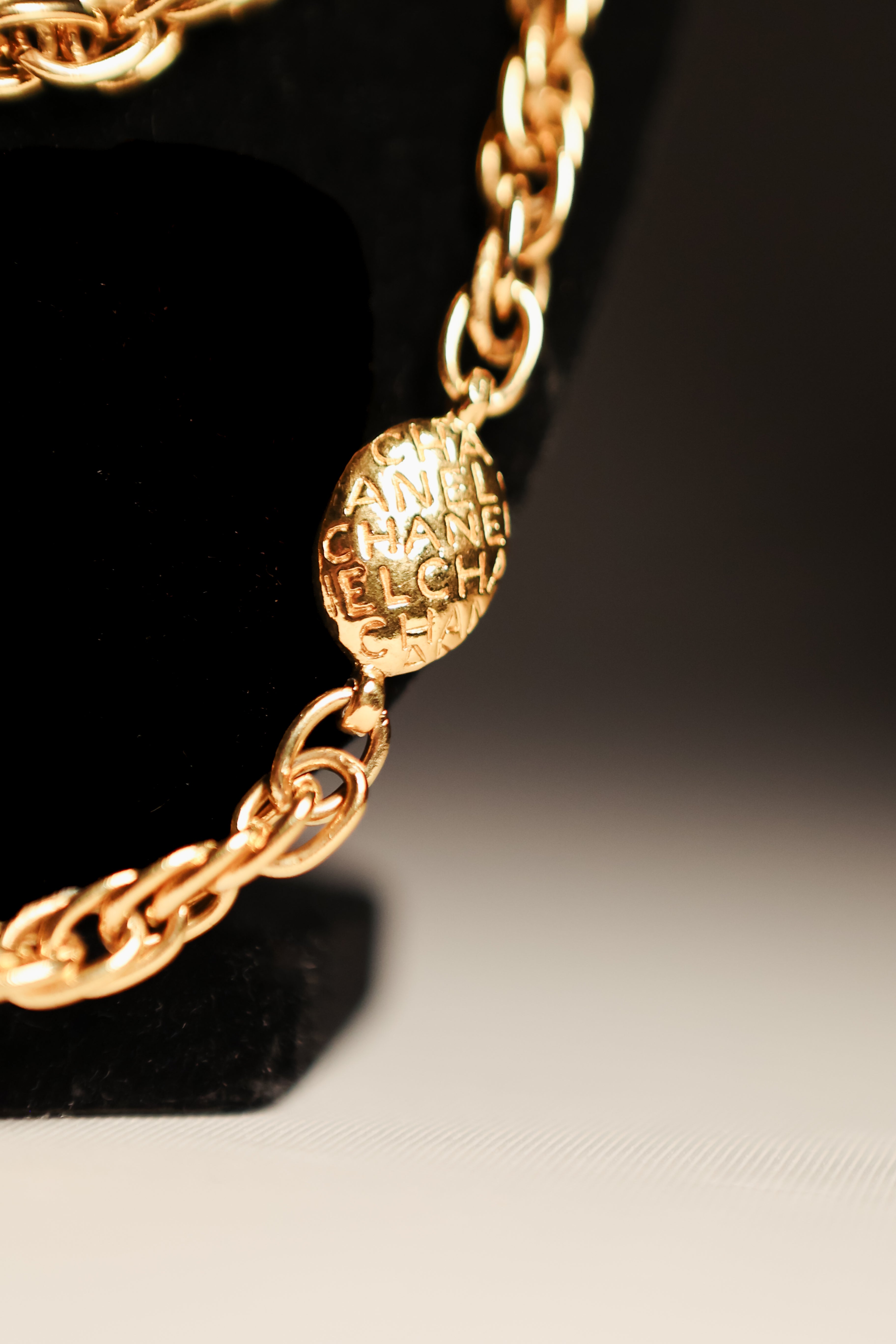 Vintage Chanel Logo Station Necklace