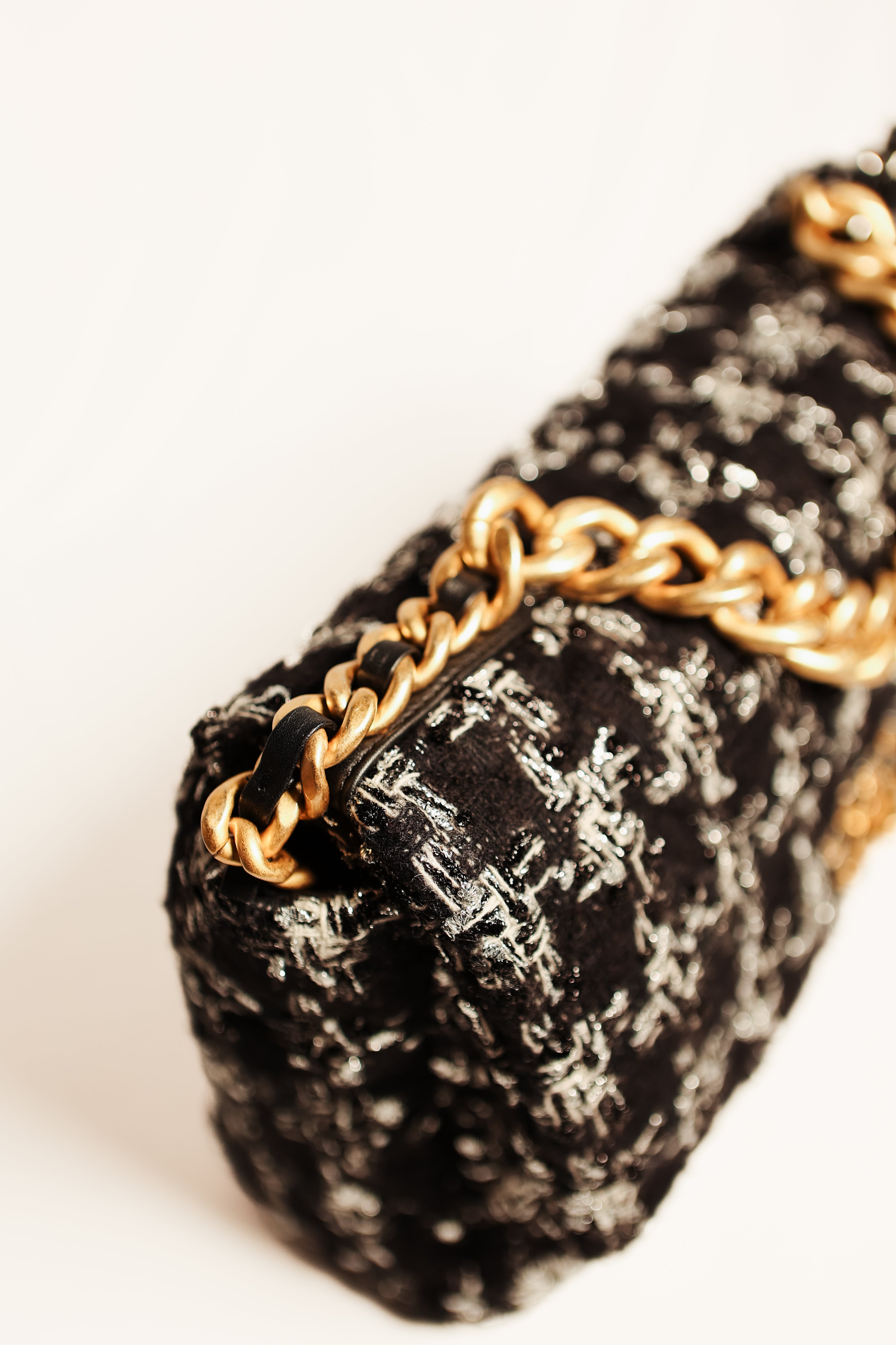 Chanel 19 Flap Tweed Hand Bag Two Tone