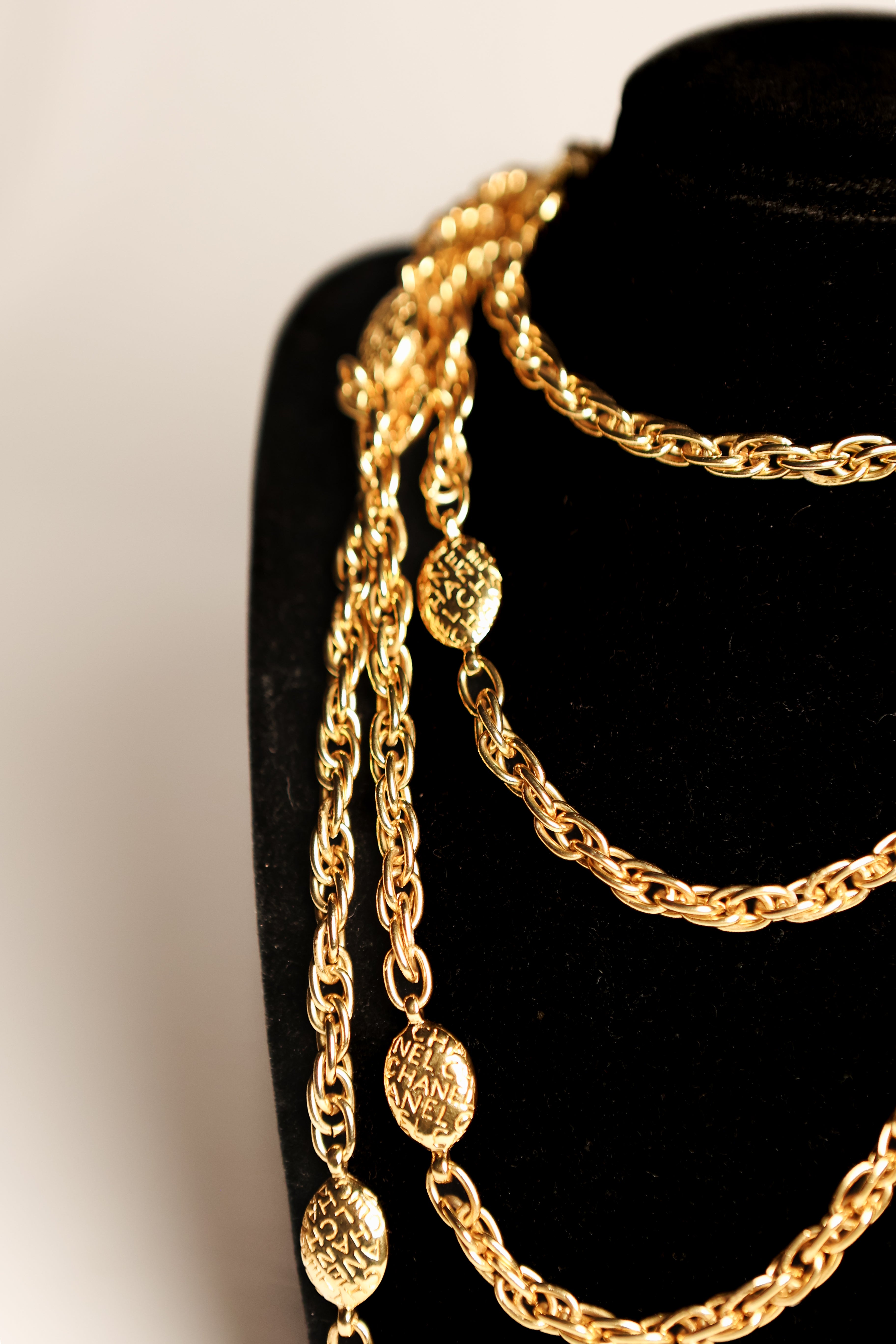Vintage Chanel Logo Station Necklace