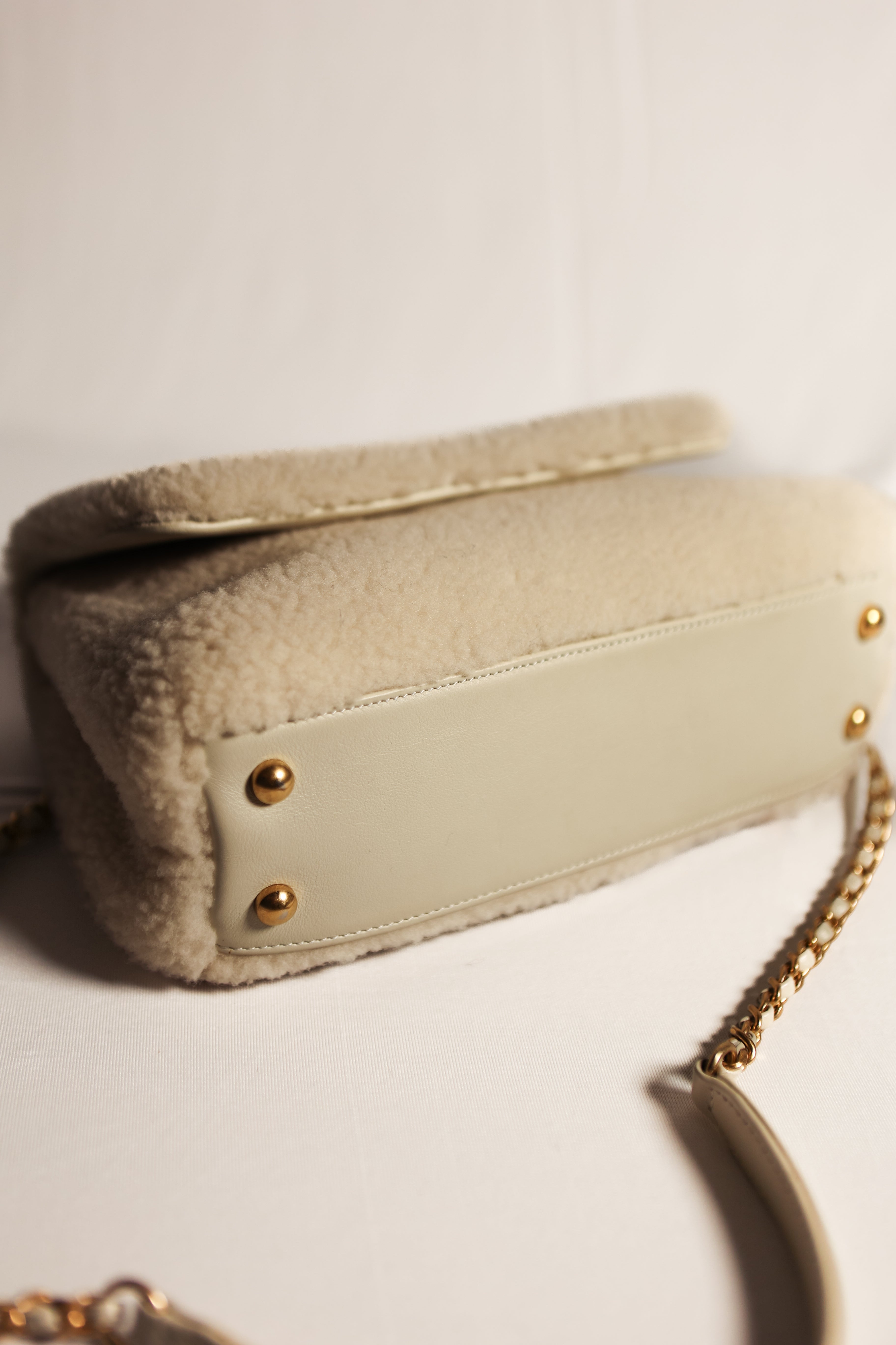 Chanel Cream Shearling Coco Handle Handbag