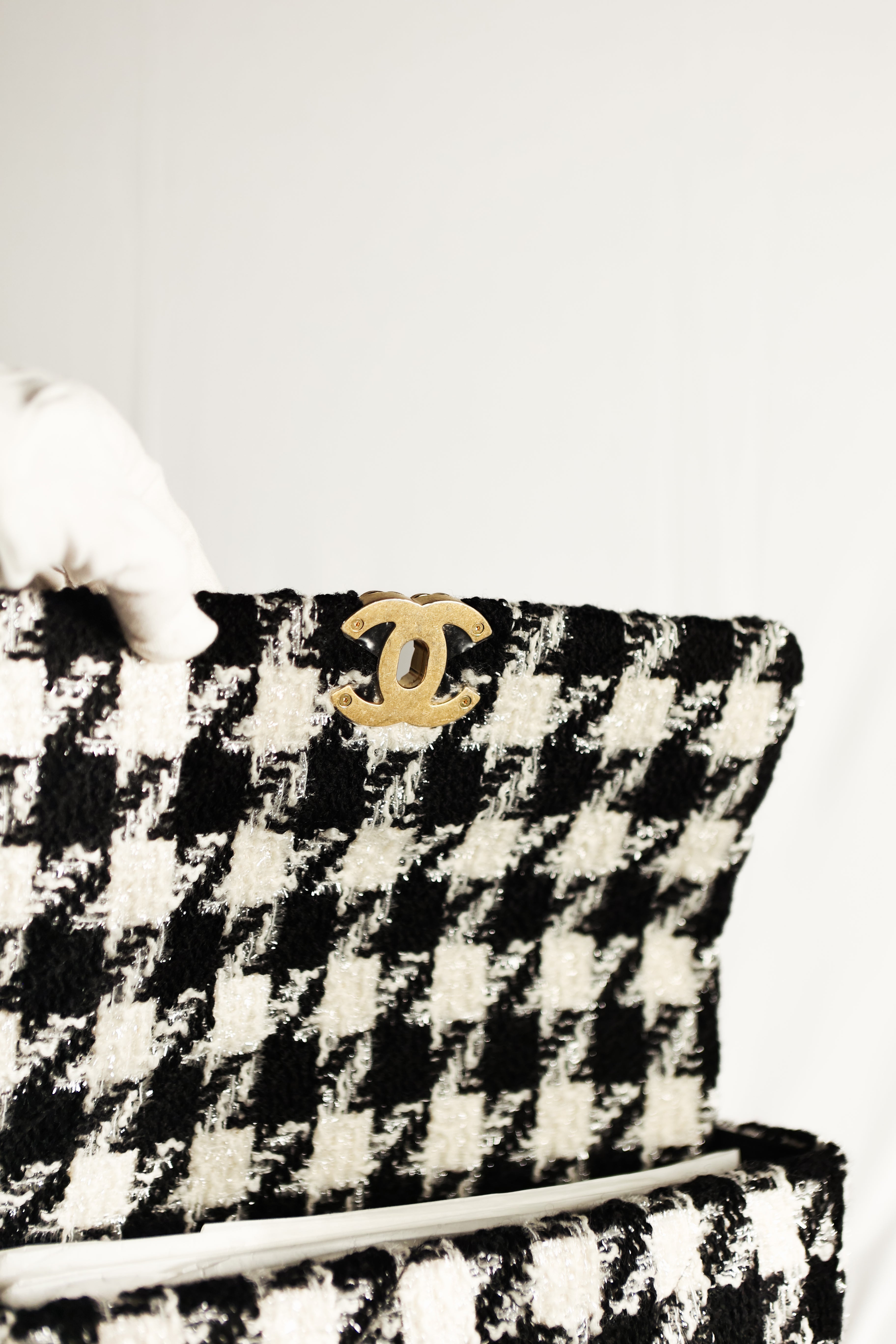 Chanel 19 Flap Tweed Hand Bag Two Tone
