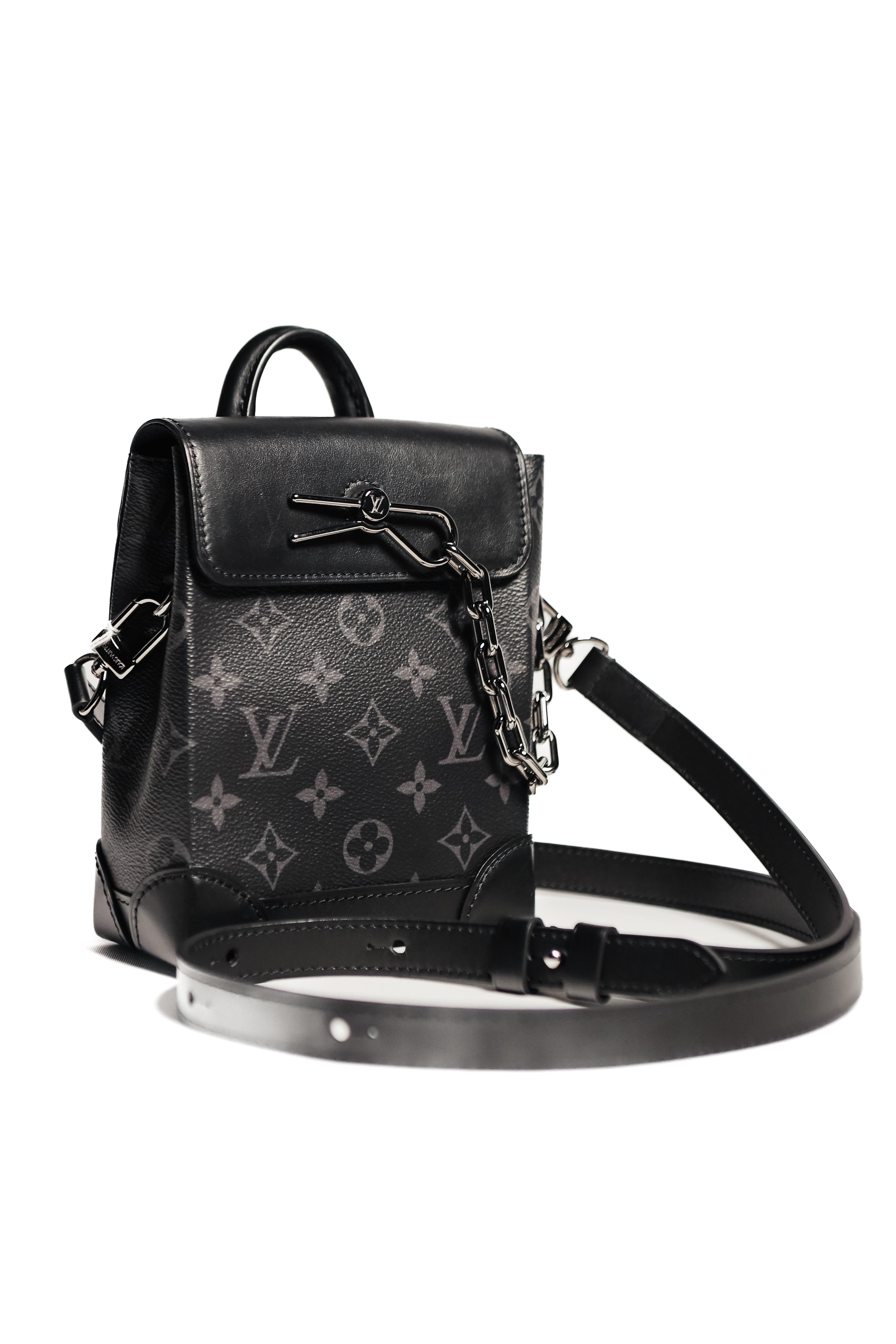 Louis Vuitton Nano Steamer Monogram Eclipse Shoulder Bag Black