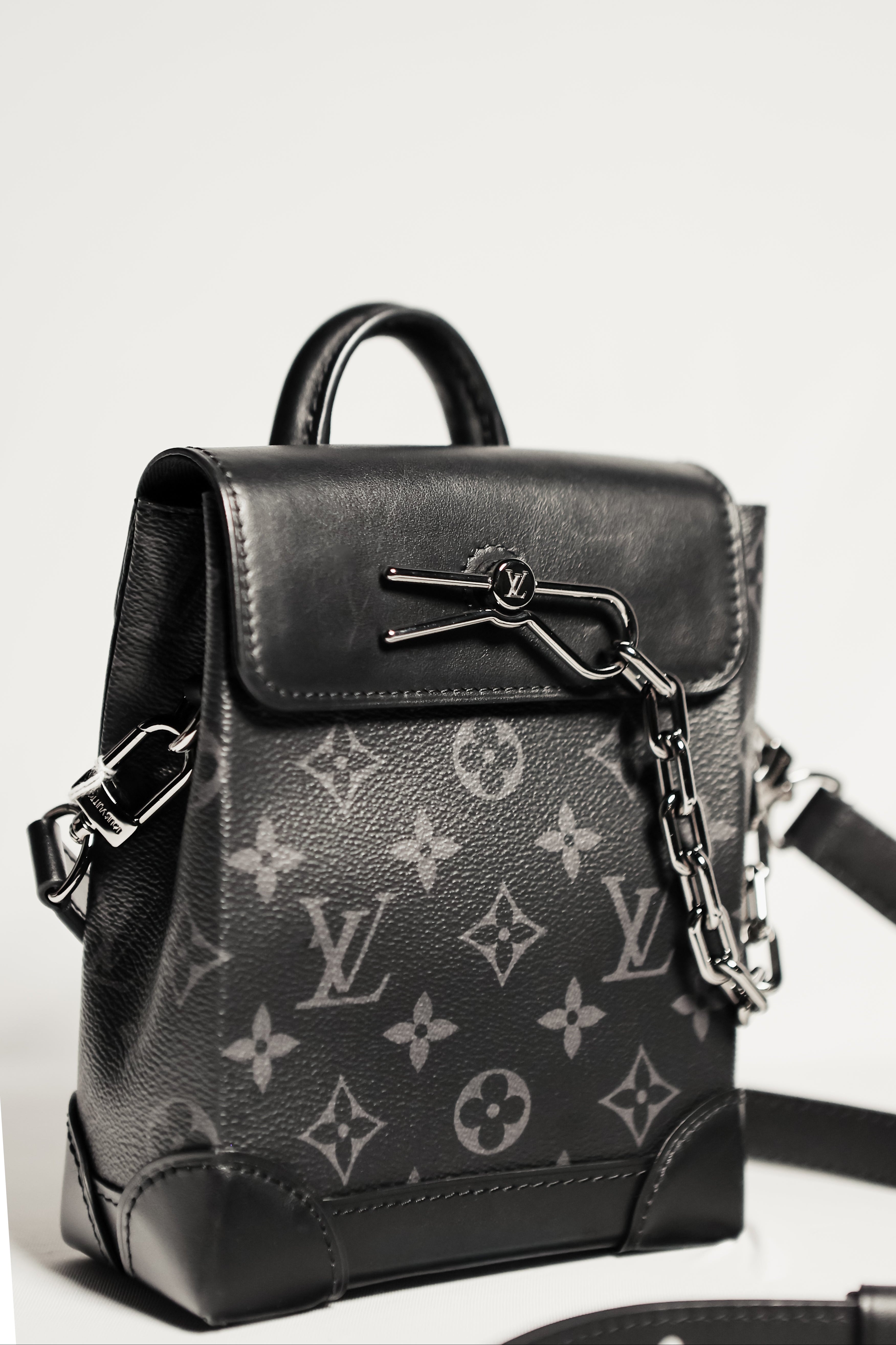 Louis Vuitton Nano Steamer Monogram Eclipse Shoulder Bag Black