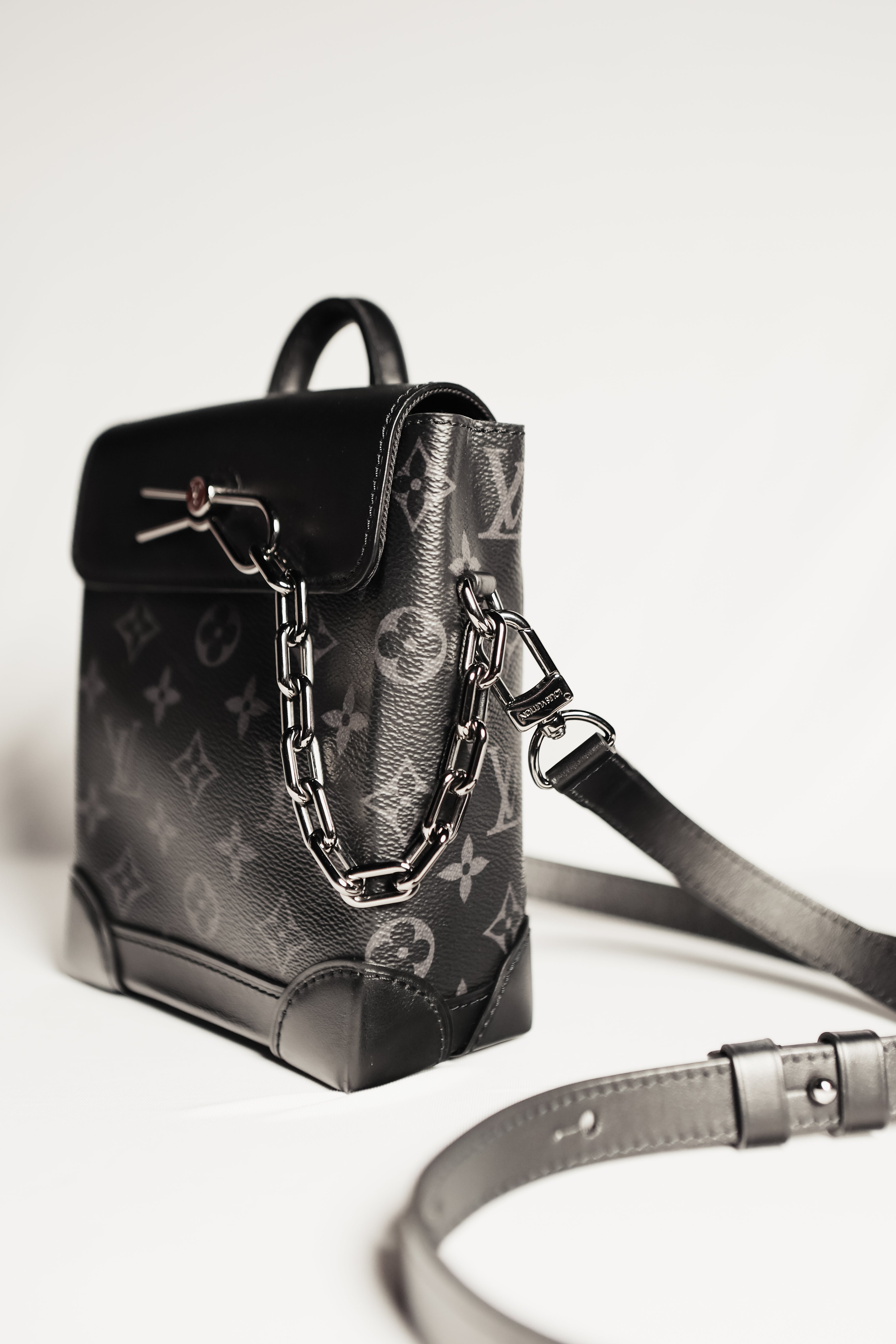 Louis Vuitton Nano Steamer Monogram Eclipse Shoulder Bag Black