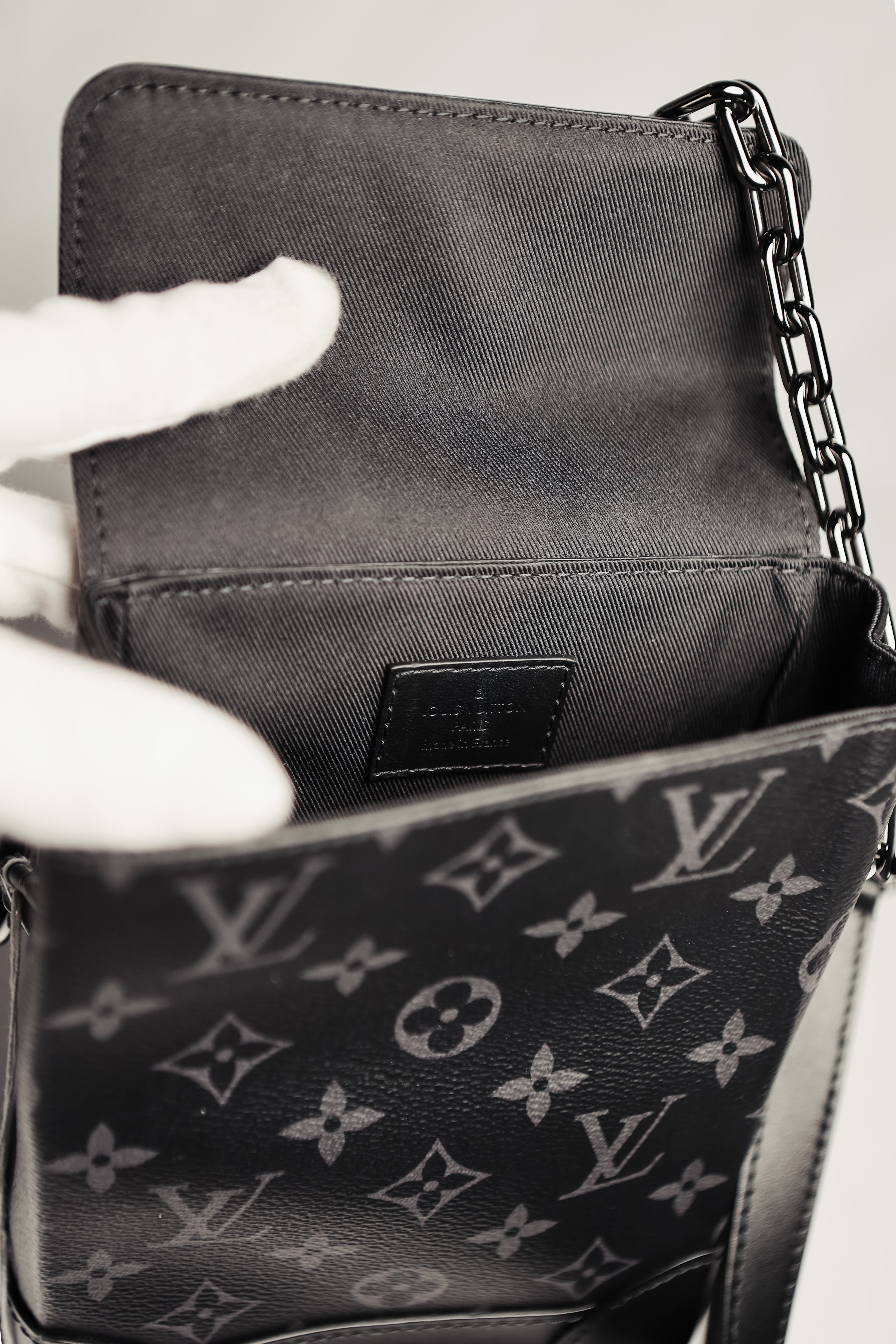 Louis Vuitton Nano Steamer Monogram Eclipse Shoulder Bag Black