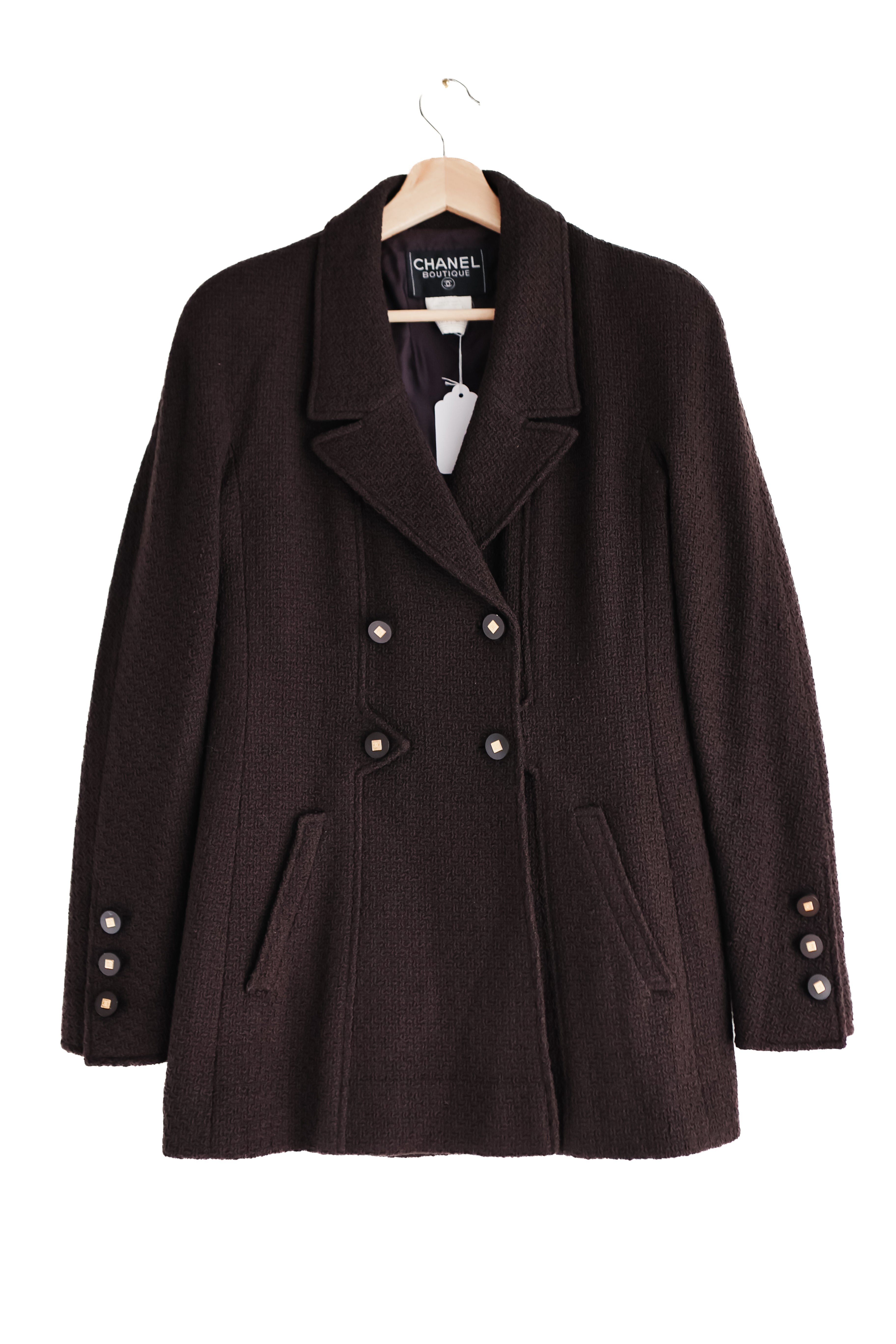 Vintage Chanel Boutique brown wool boucle jacket