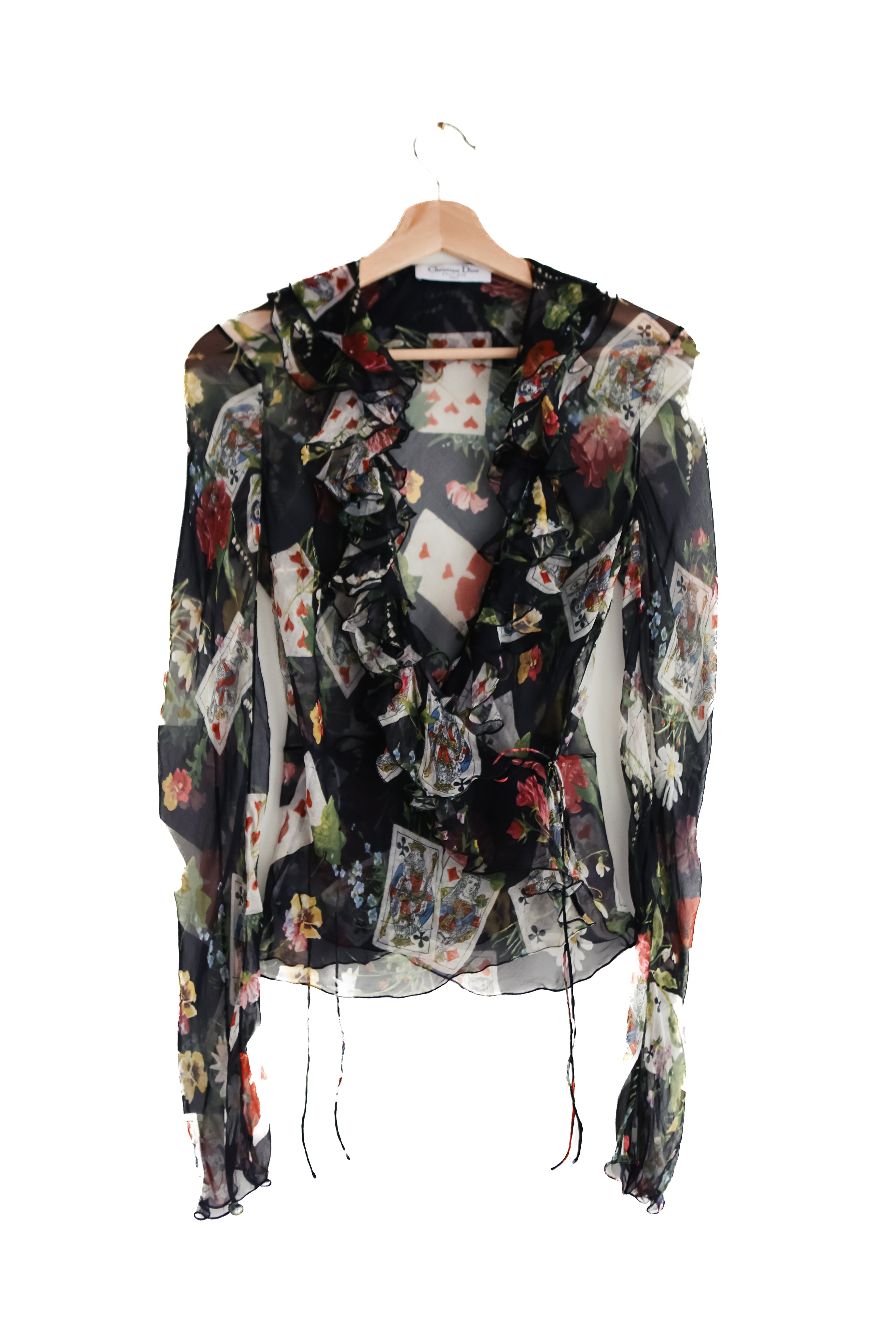 Vintage Christian Dior playing cards wrap blouse by John Galliano FW 2002