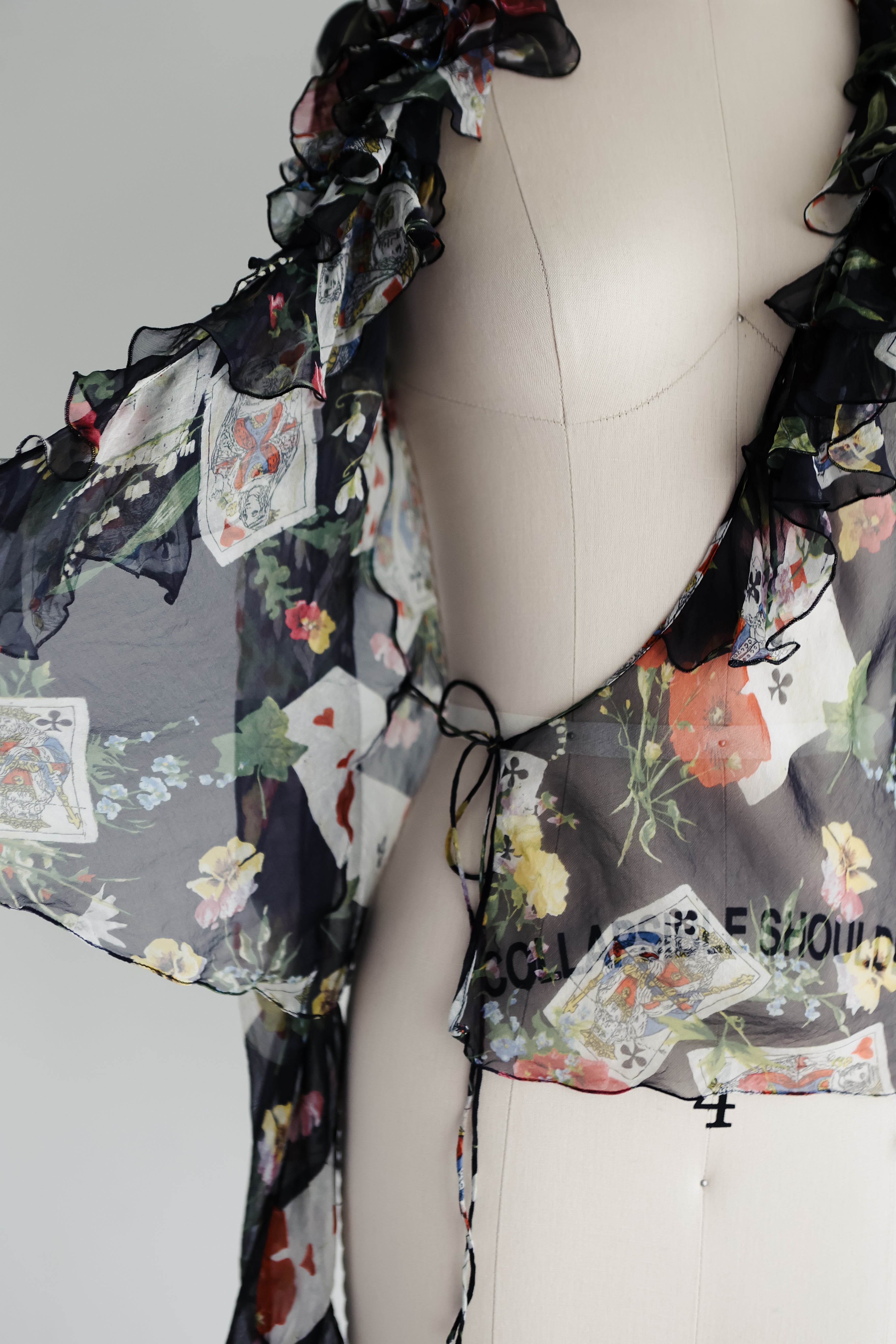 Vintage Christian Dior playing cards wrap blouse by John Galliano FW 2002