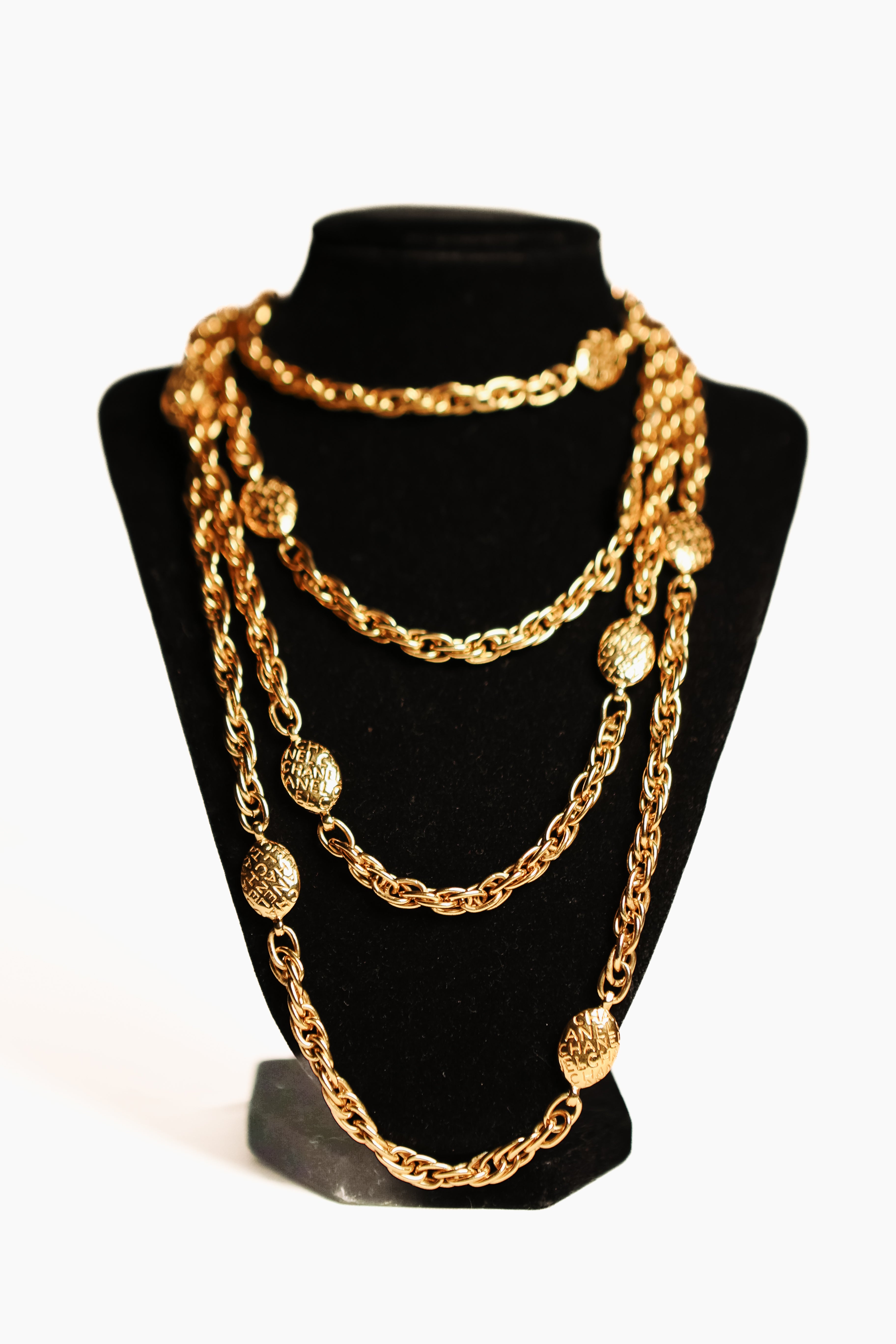 Vintage Chanel Logo Station Necklace