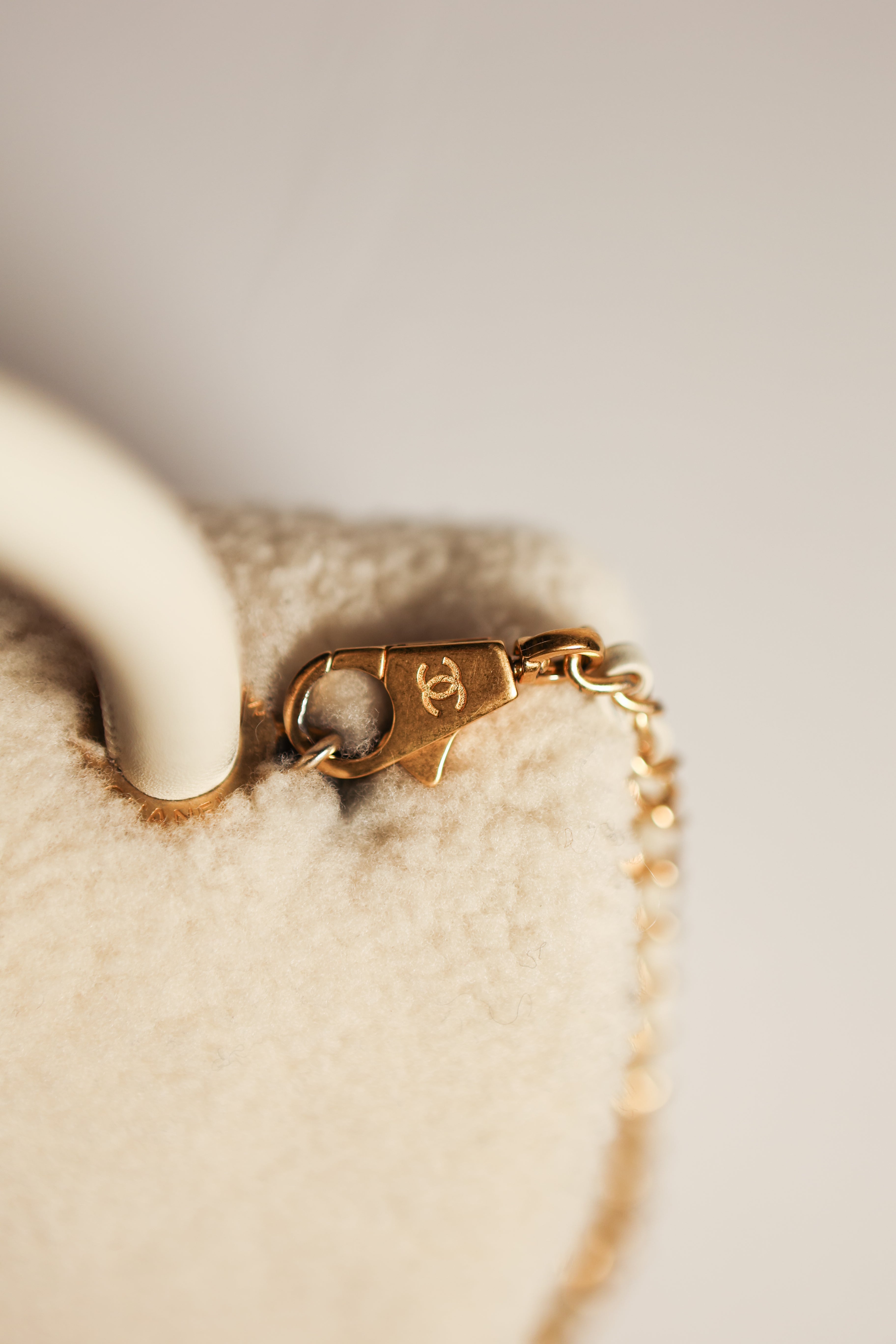 Chanel Cream Shearling Coco Handle Handbag