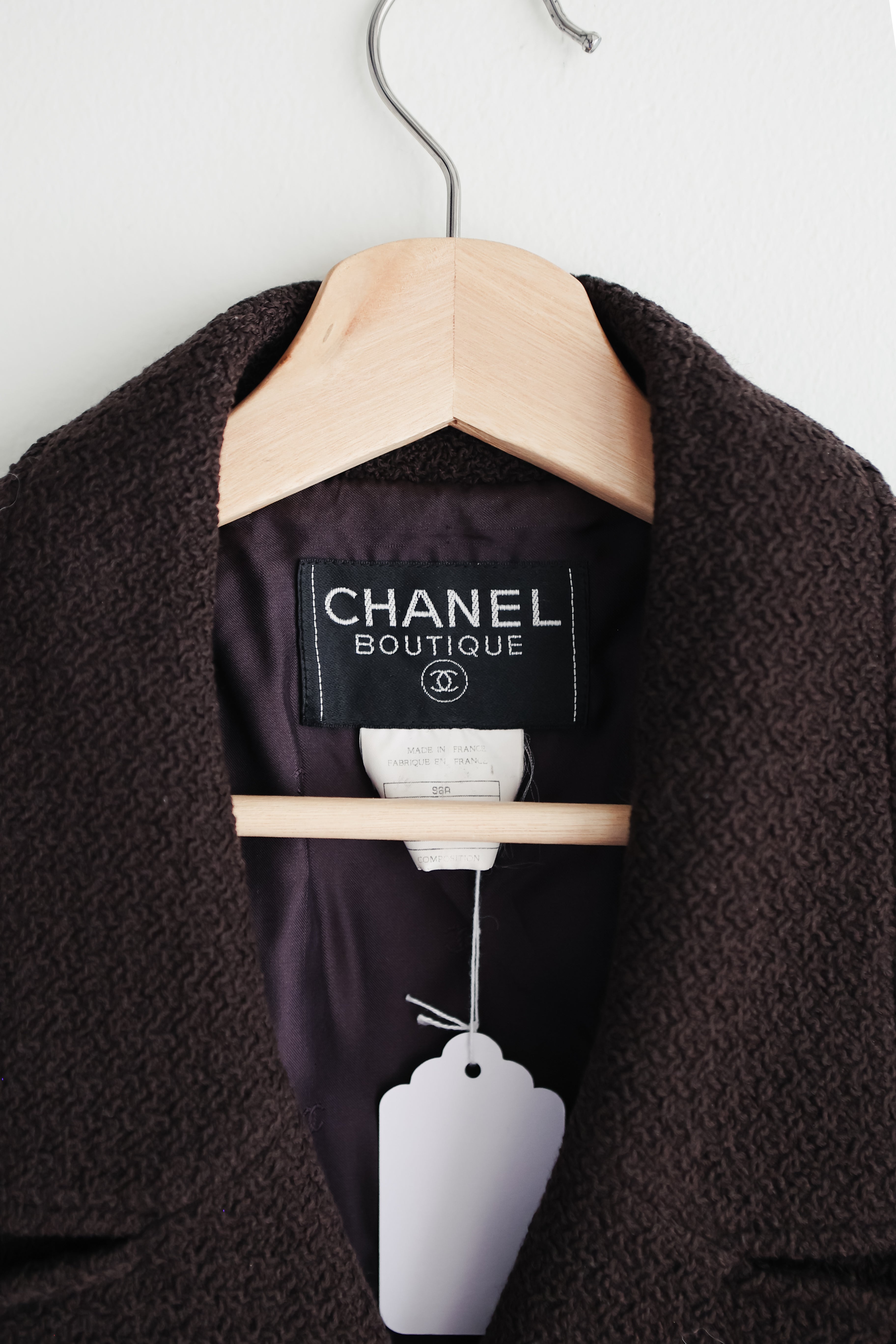 Vintage Chanel Boutique brown wool boucle jacket